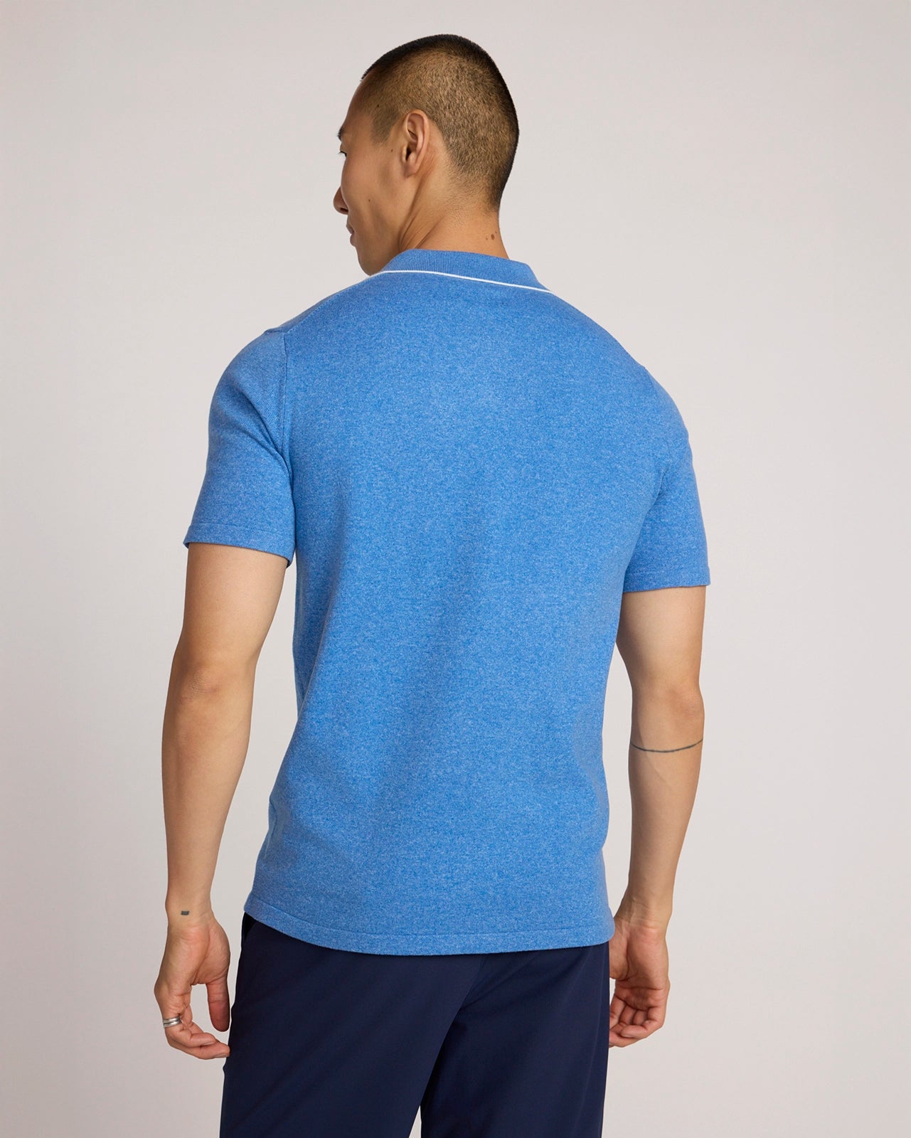 The Soft Luxe Johnny Collar Sweater Polo - Navy