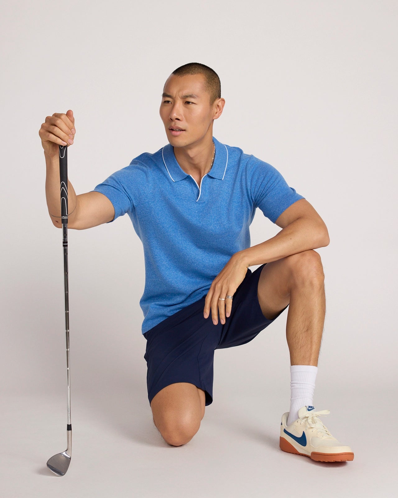 The Soft Luxe Johnny Collar Sweater Polo - Navy