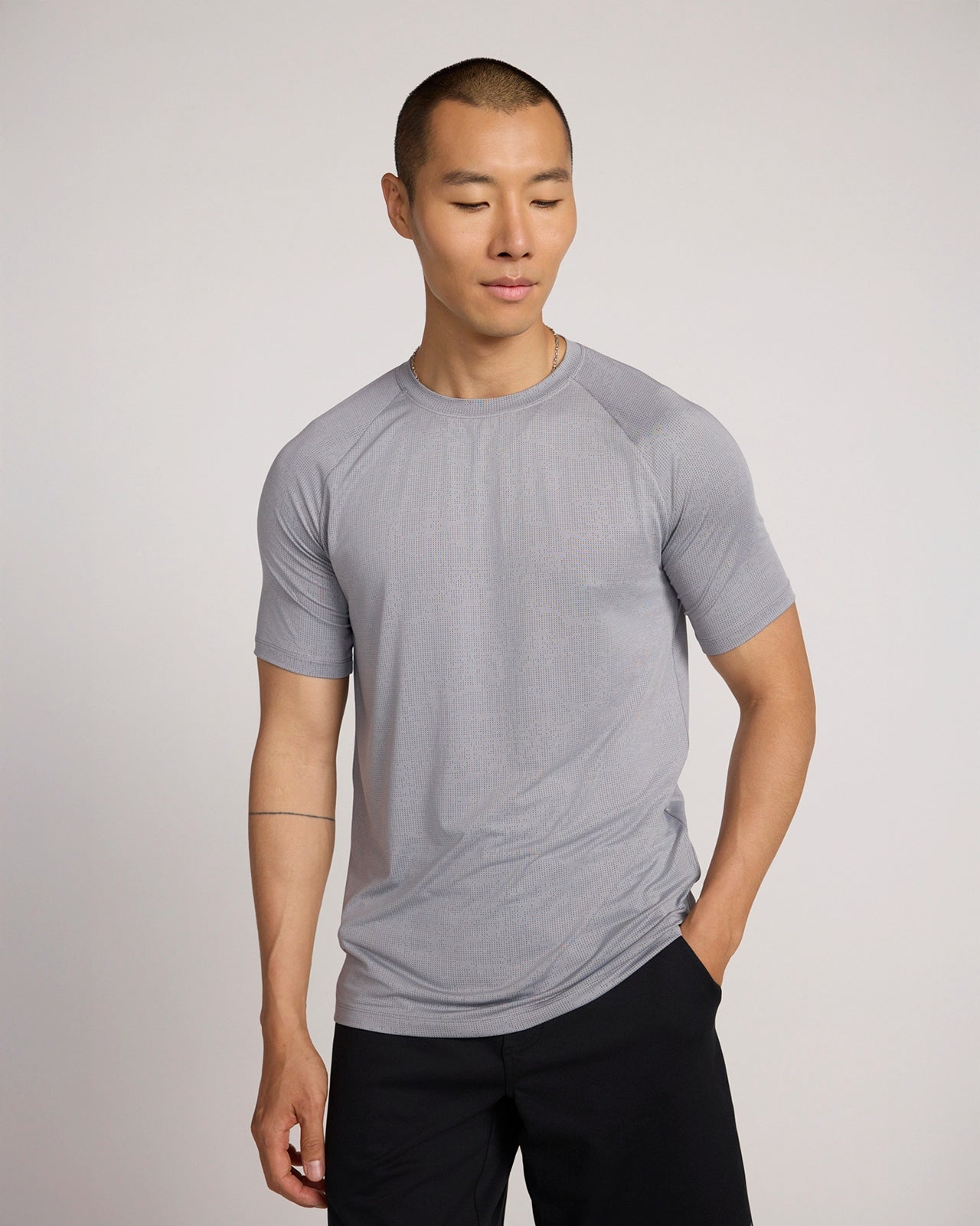 The Active Jacquard Raglan Performance Tee - Alloy Grey