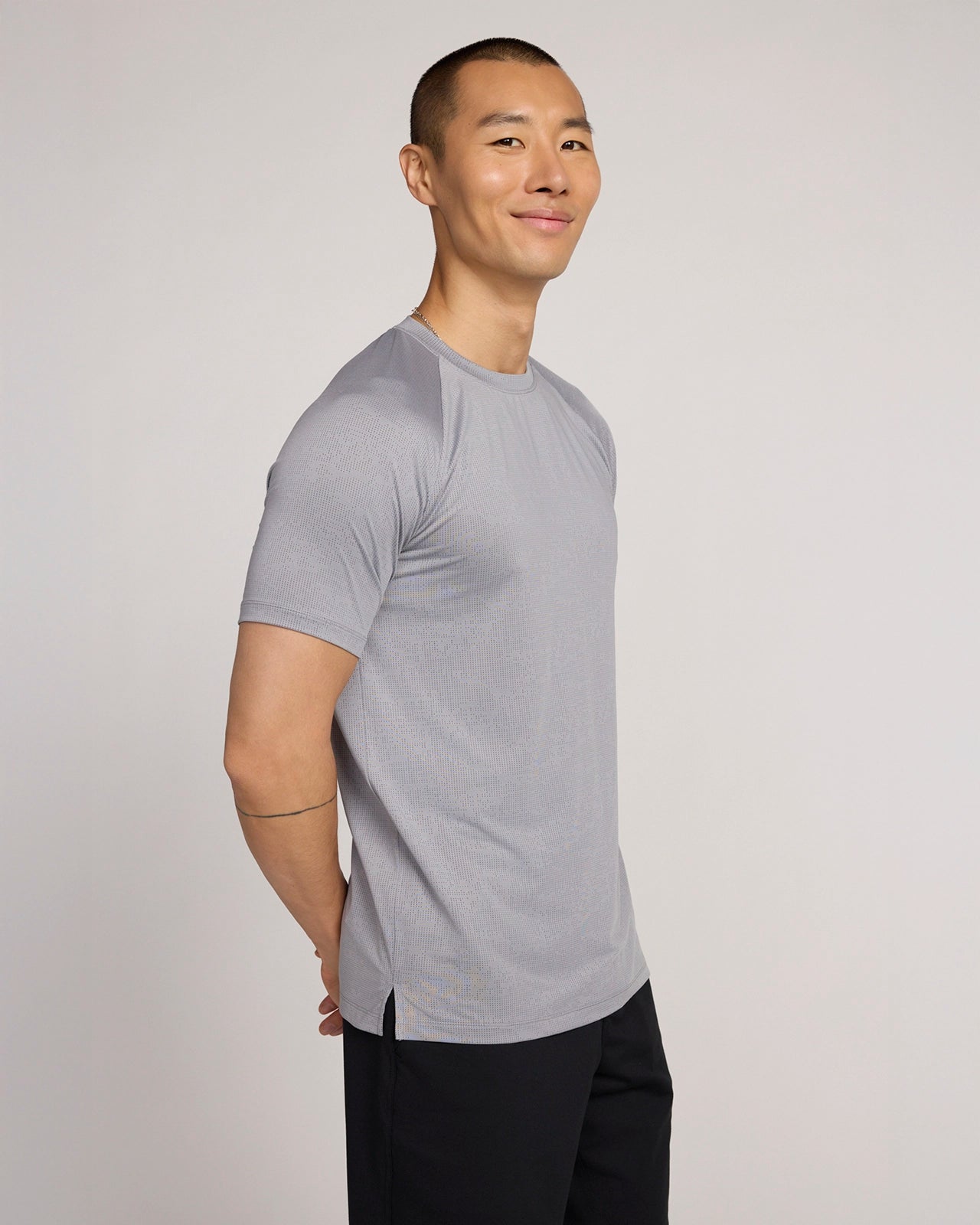 The Active Jacquard Raglan Performance Tee - Alloy Grey