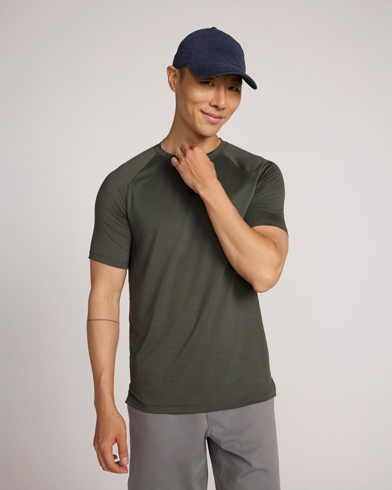 The Active Jacquard Raglan Performance Tee - Kambaba Green
