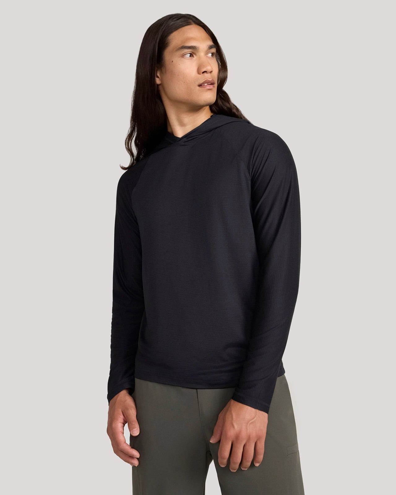For general description, go to 'Main Product Description' region - The Active Stripe Hooded Jersey Top - Black Melange