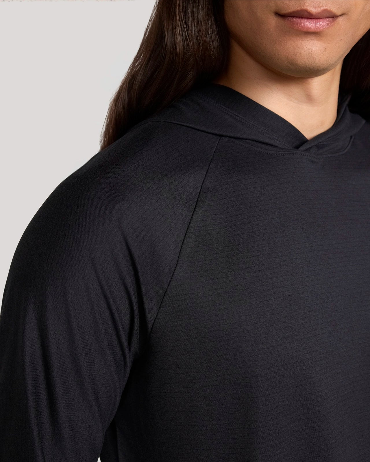 The Active Stripe Hooded Jersey Top - Black Melange