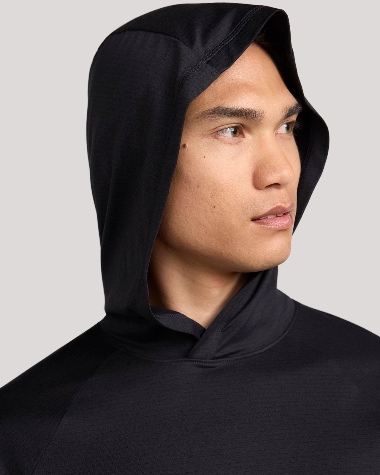 The Active Stripe Hooded Jersey Top - Black Melange