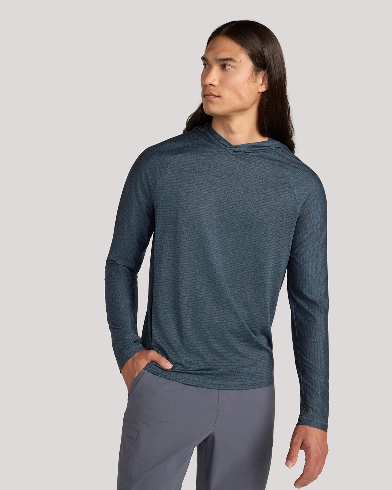 For general description, go to 'Main Product Description' region - The Active Stripe Hooded Jersey Top - Bluefin