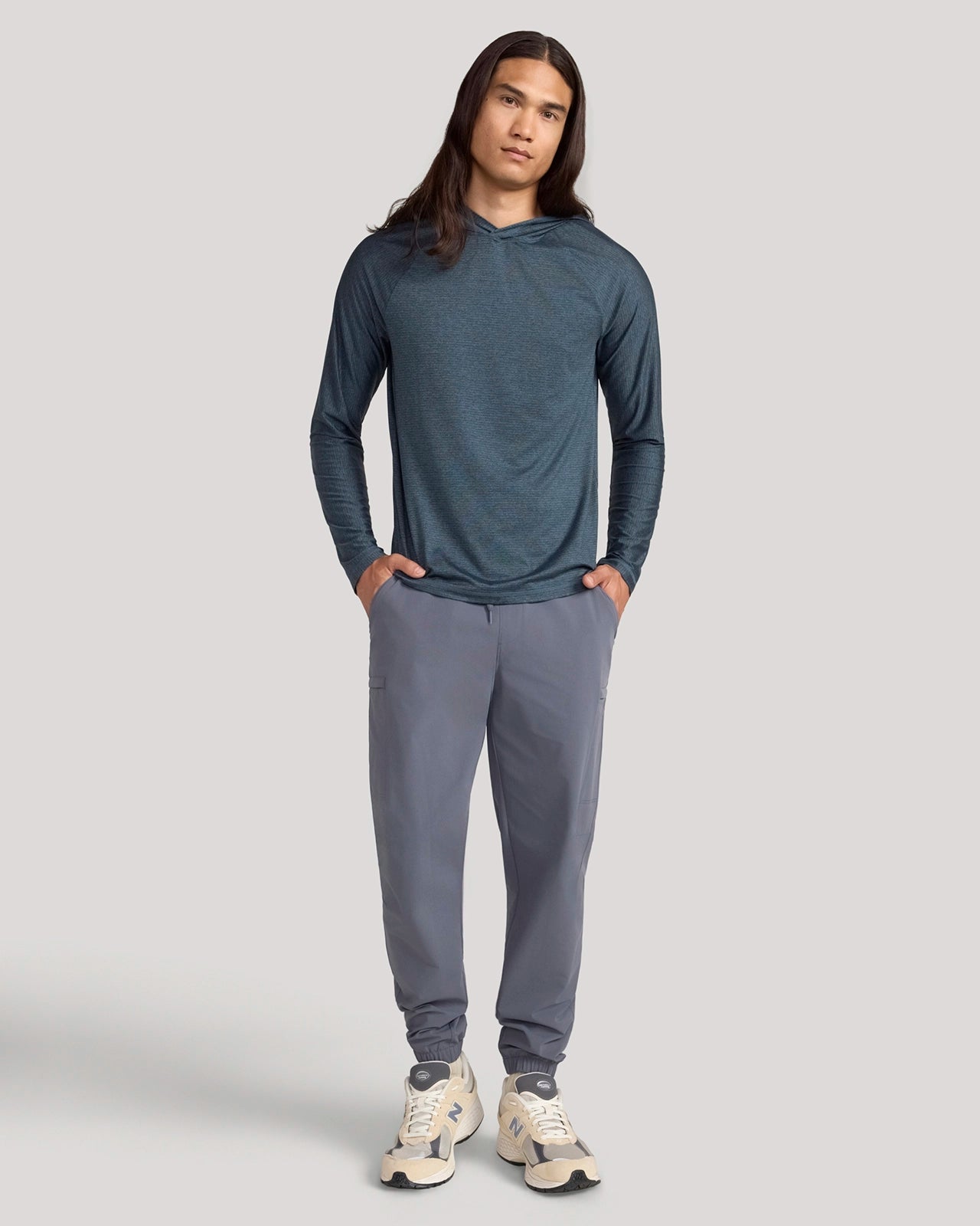 The Active Stripe Hooded Jersey Top - Bluefin