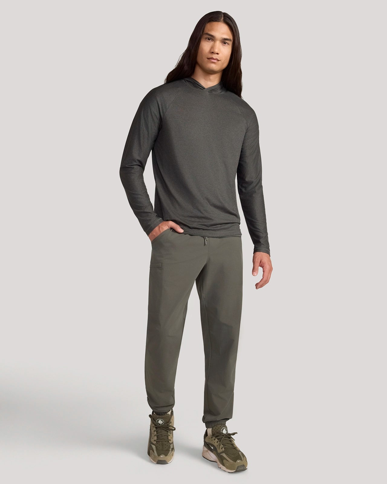 The Active Stripe Hooded Jersey Top - Kambaba Green