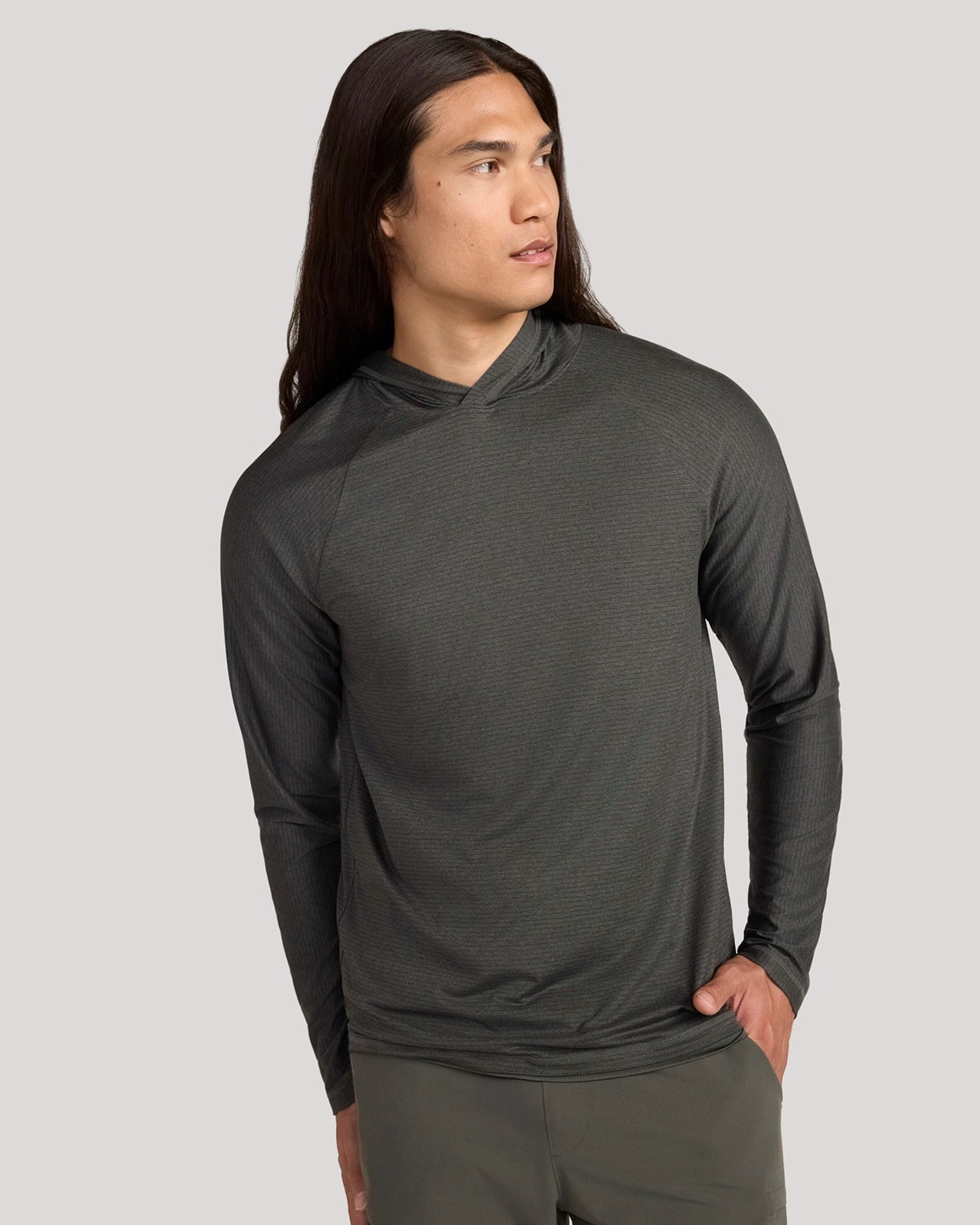 The Active Stripe Hooded Jersey Top - Kambaba Green