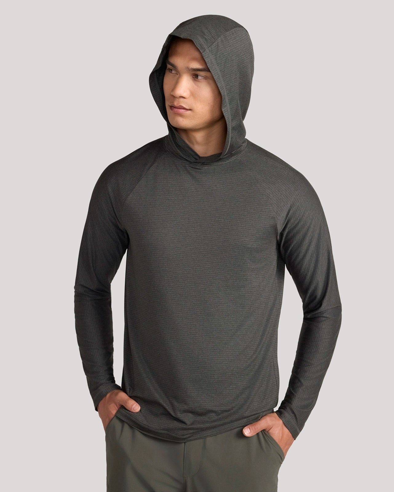 The Active Stripe Hooded Jersey Top - Kambaba Green