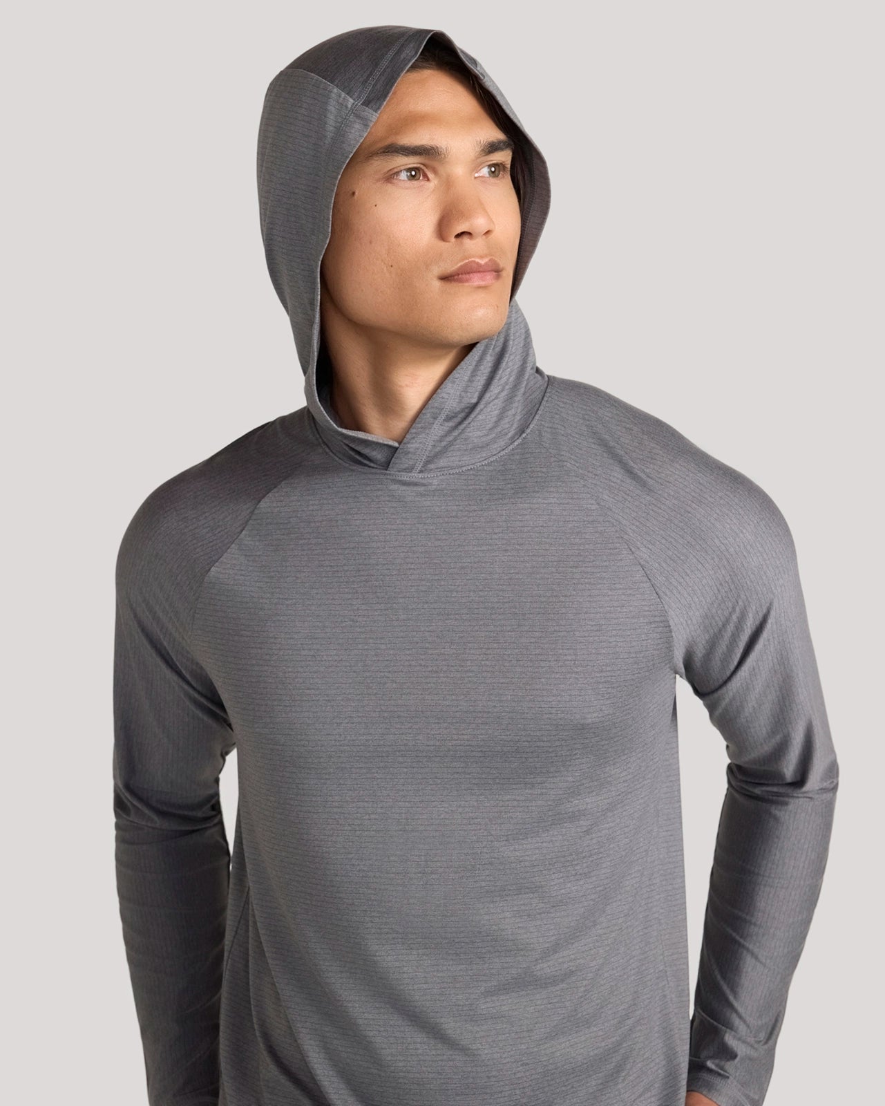 The Active Stripe Hooded Jersey Top - Castlerock Grey