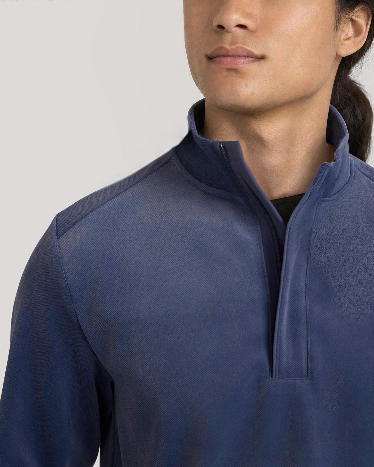 The Soft Luxe Twill Fleece Quarter-Zip Top - Mood Indigo
