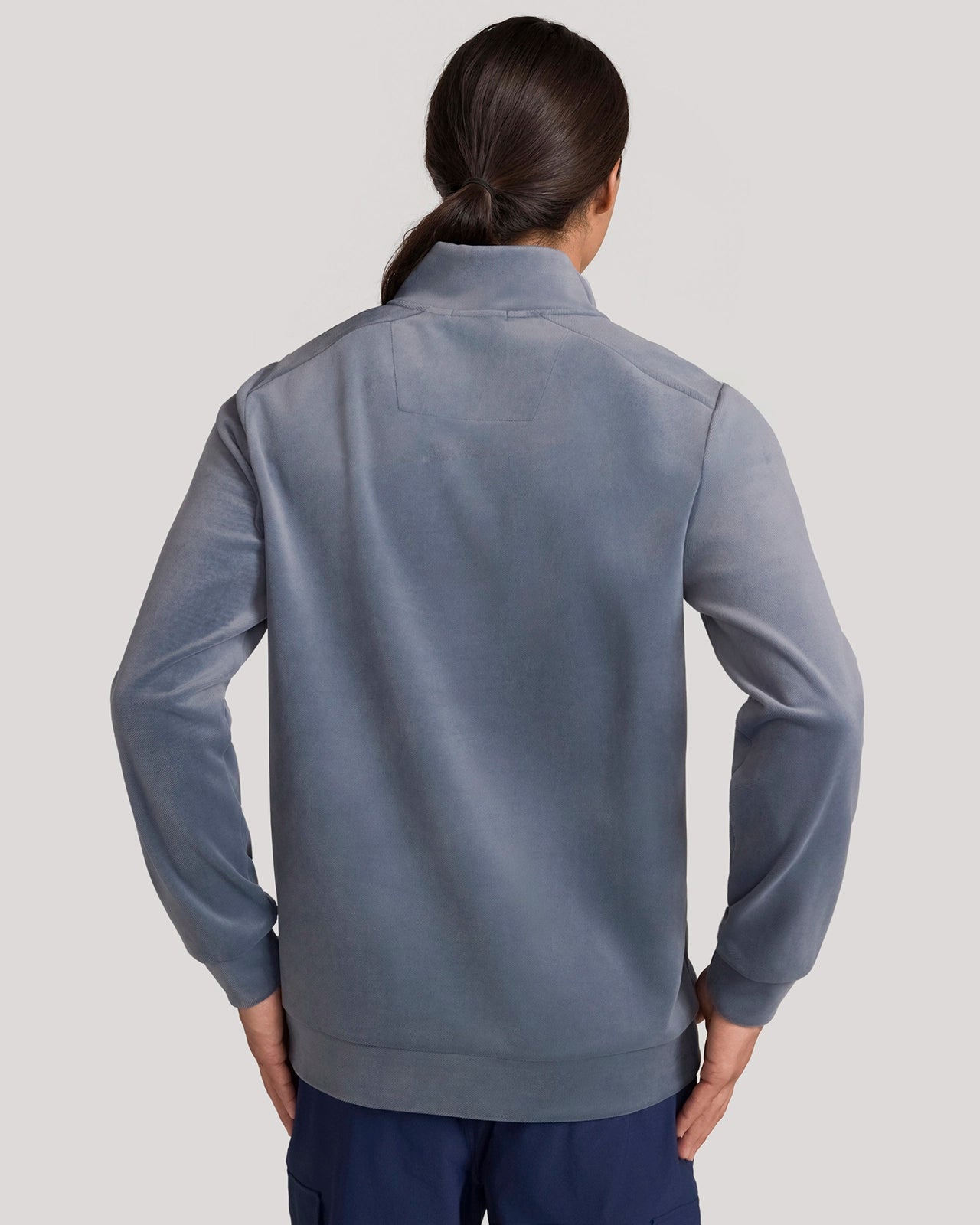 The Soft Luxe Twill Fleece Quarter-Zip Top - Turbulence Blue