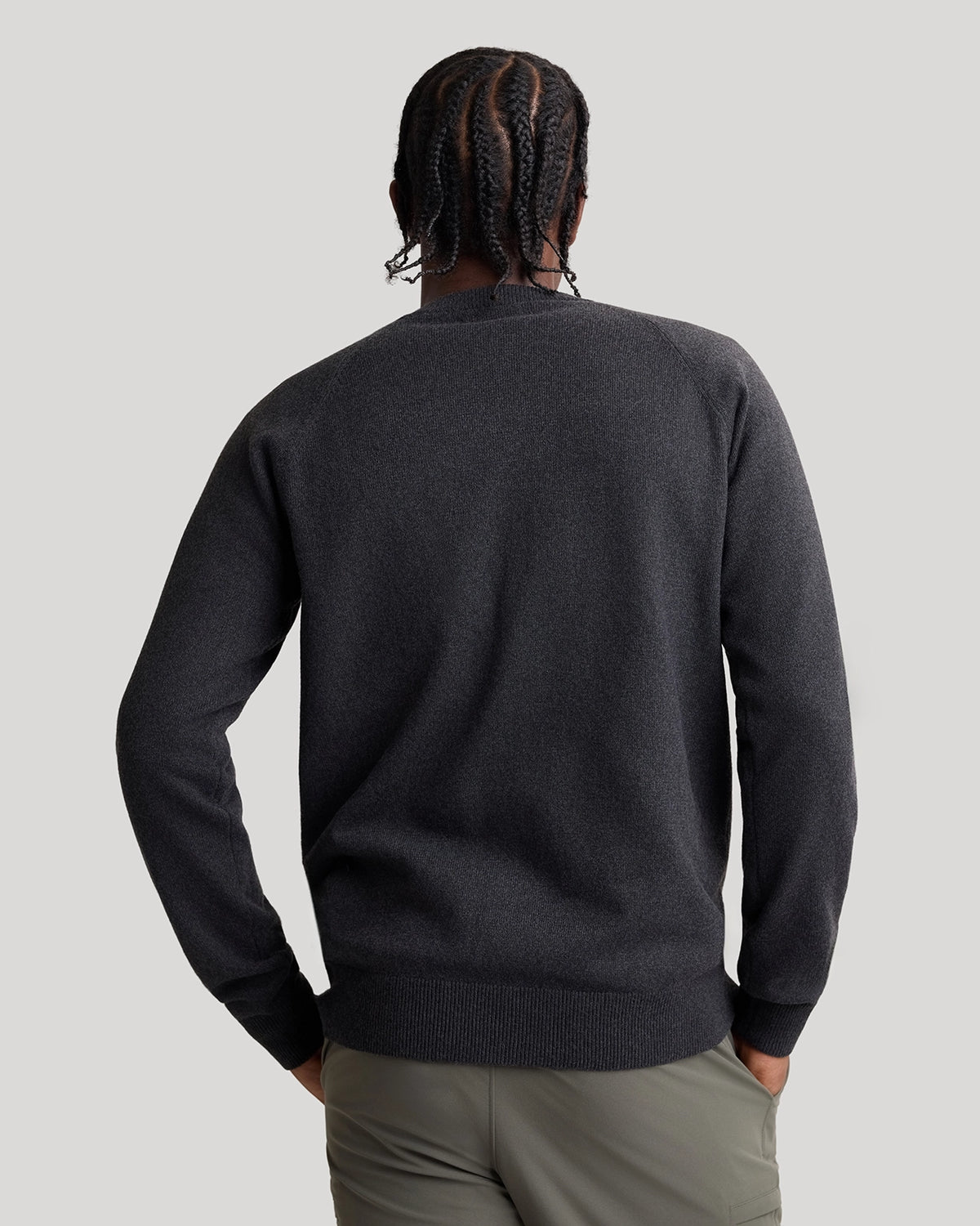 The Soft Luxe Tech Contrast Cuffs Crewneck Sweater - Black