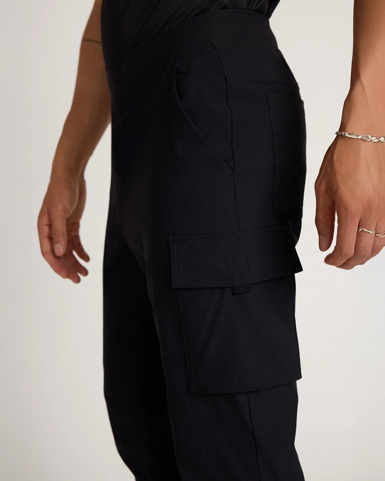 The Stretch GRS Certified Recycled Nylon Cargo Pant - Black