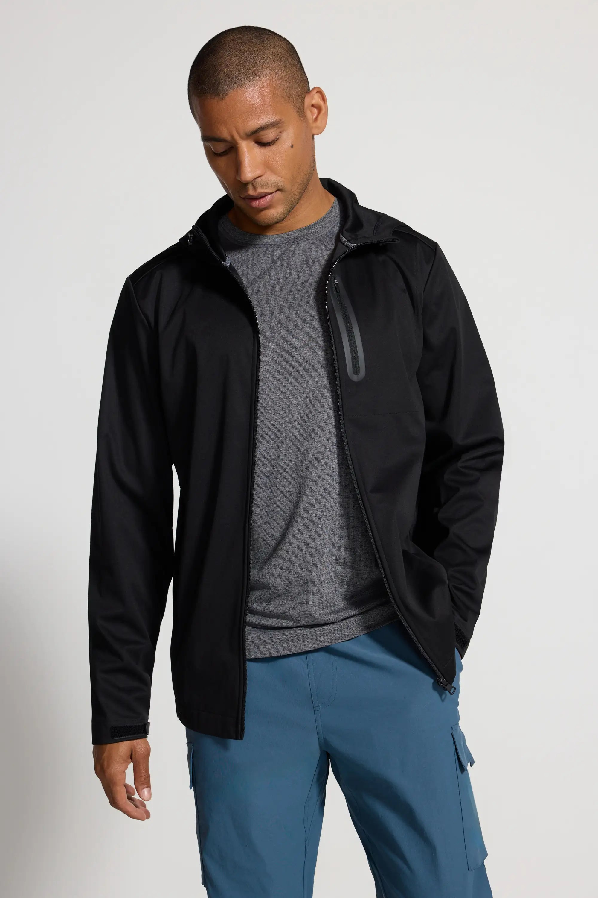 Men's Bonded Hooded Jacket - Black