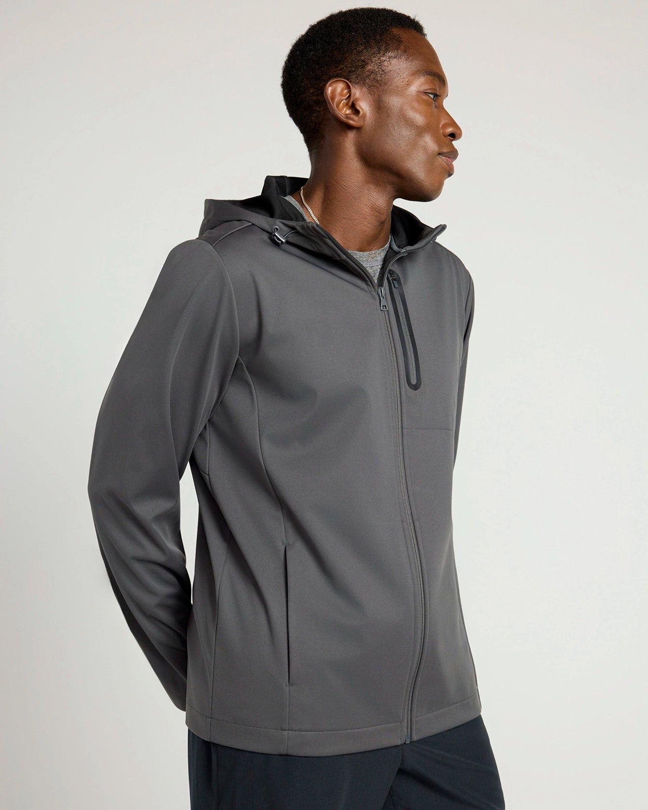 The Men's Wind + Water-Resistant GRS Certified Recycled Poly Jacket - Dark Grey