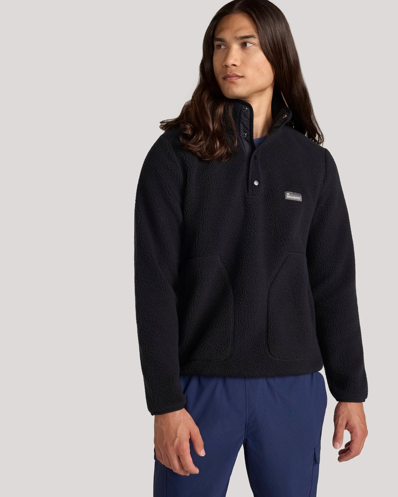 The Soft Luxe Berber Quarter-Snap Pullover - Black