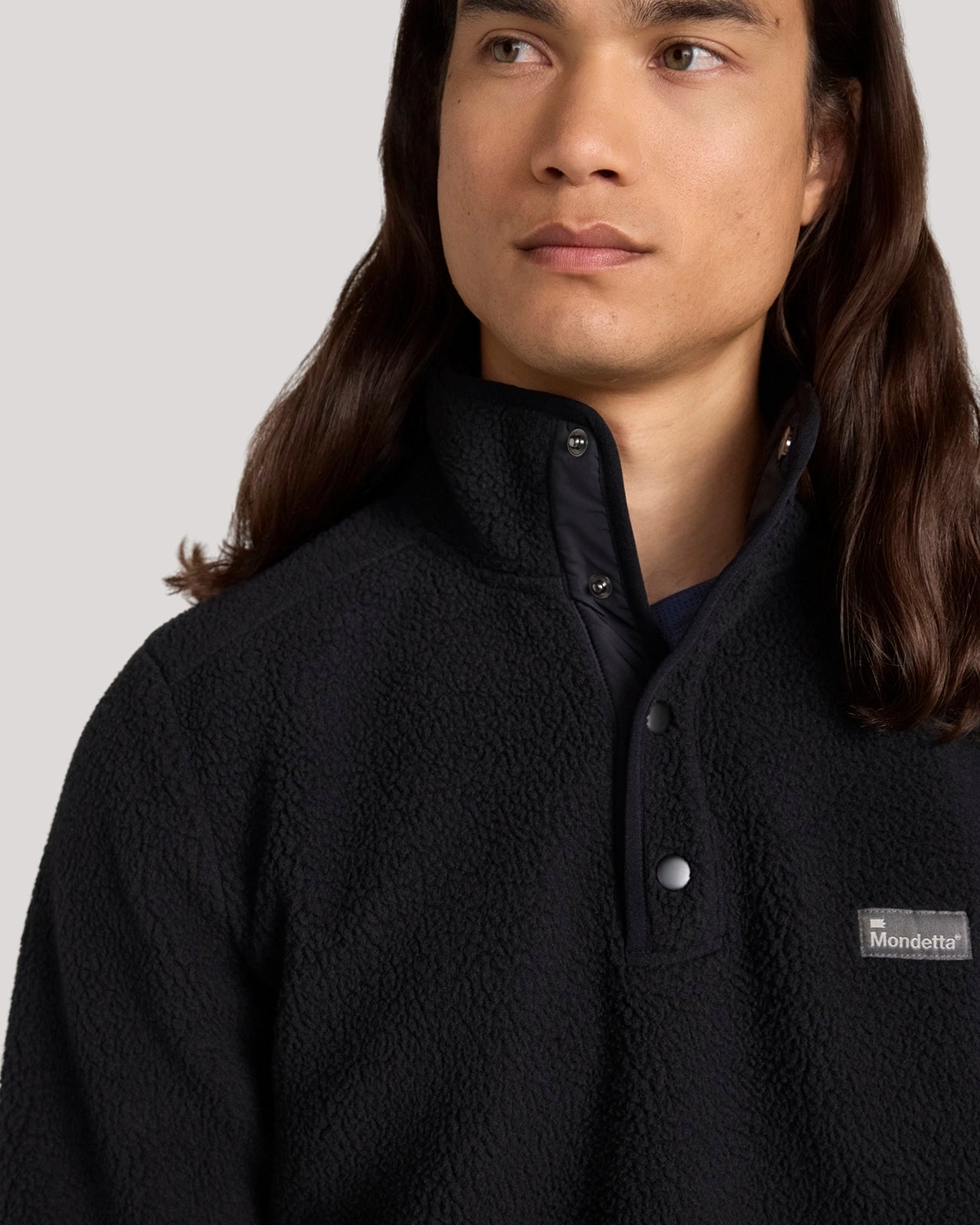 The Soft Luxe Berber Quarter-Snap Pullover - Black