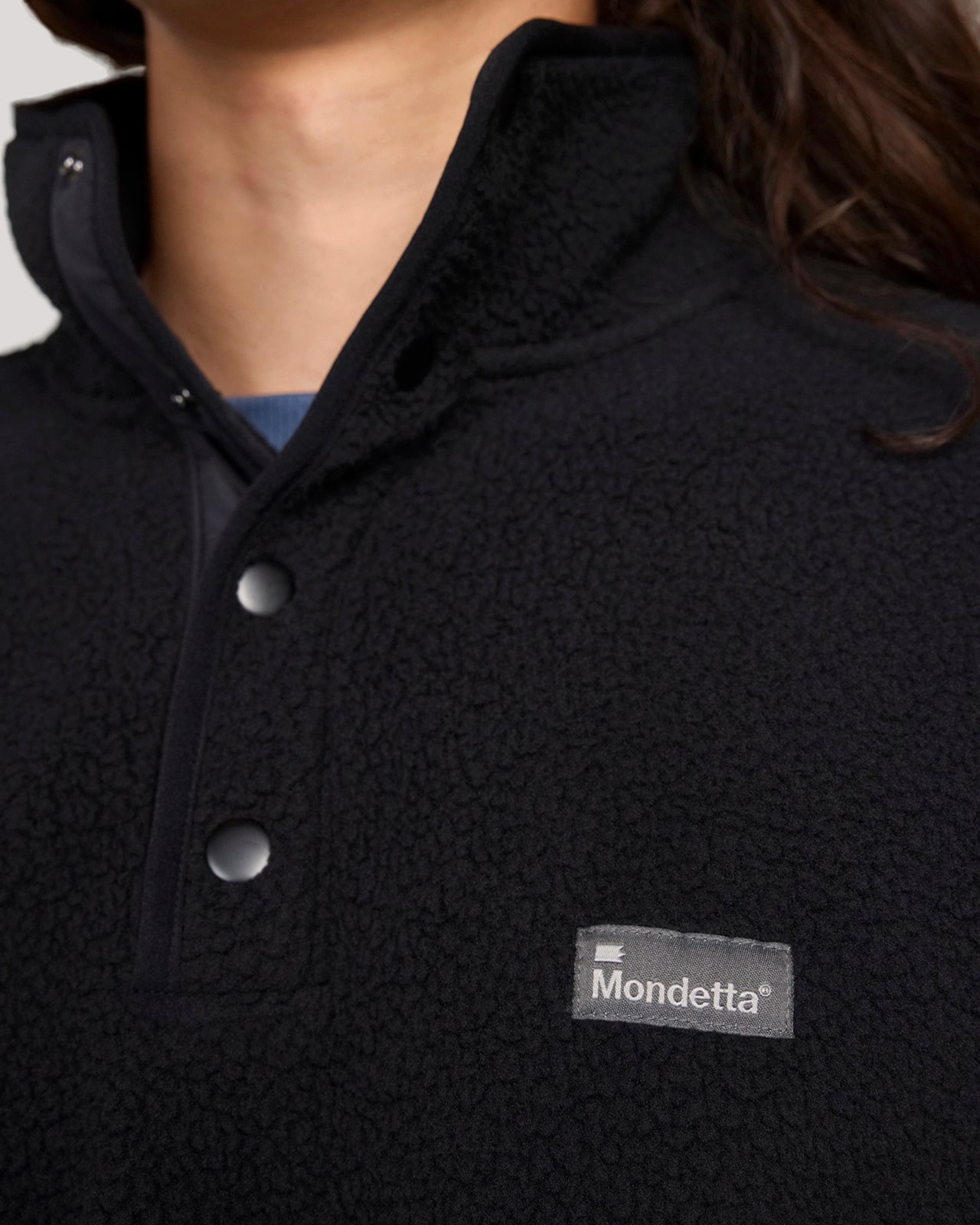 The Soft Luxe Berber Quarter-Snap Pullover - Black