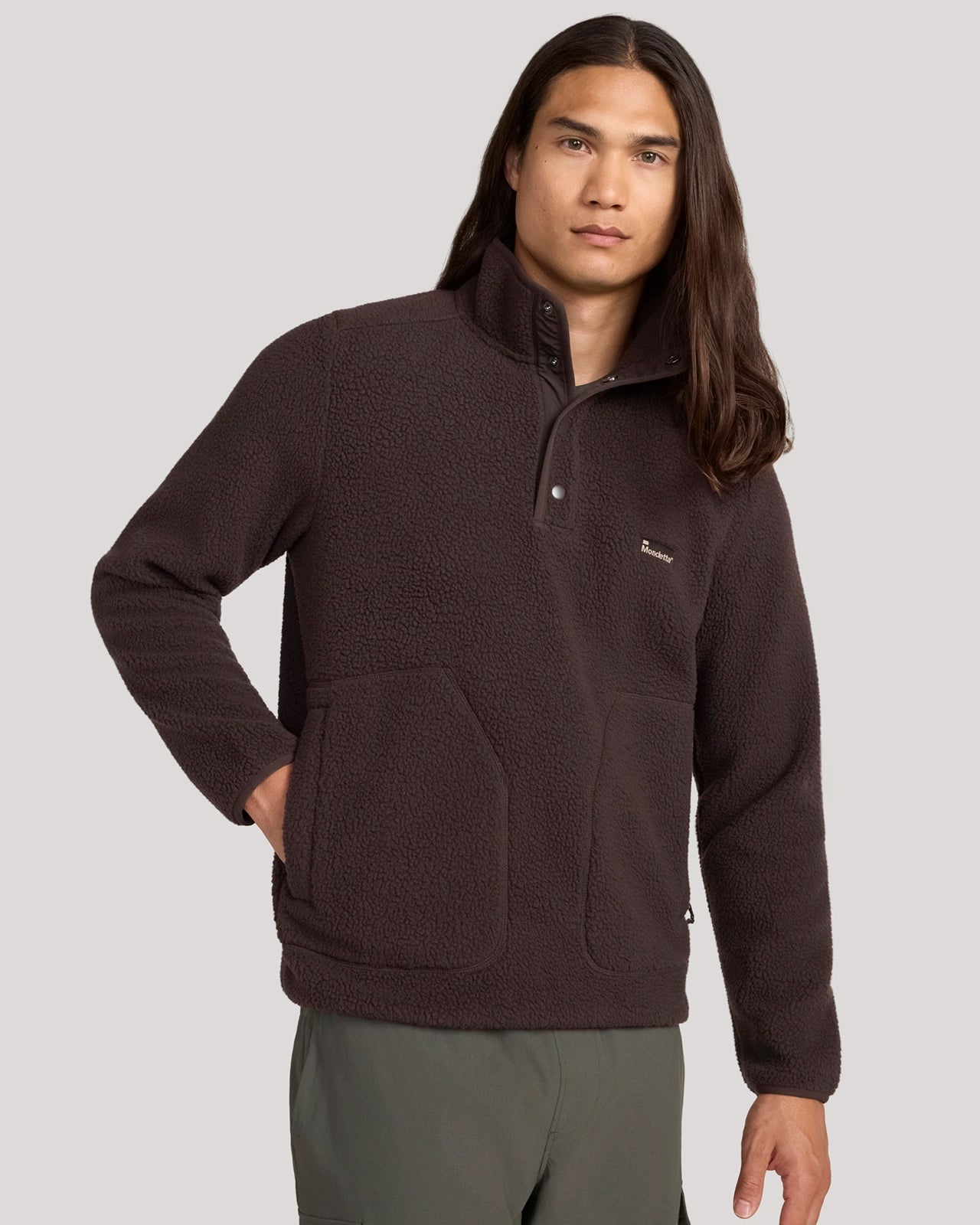 The Soft Luxe Berber Quarter-Snap Pullover - Chocolate Torte