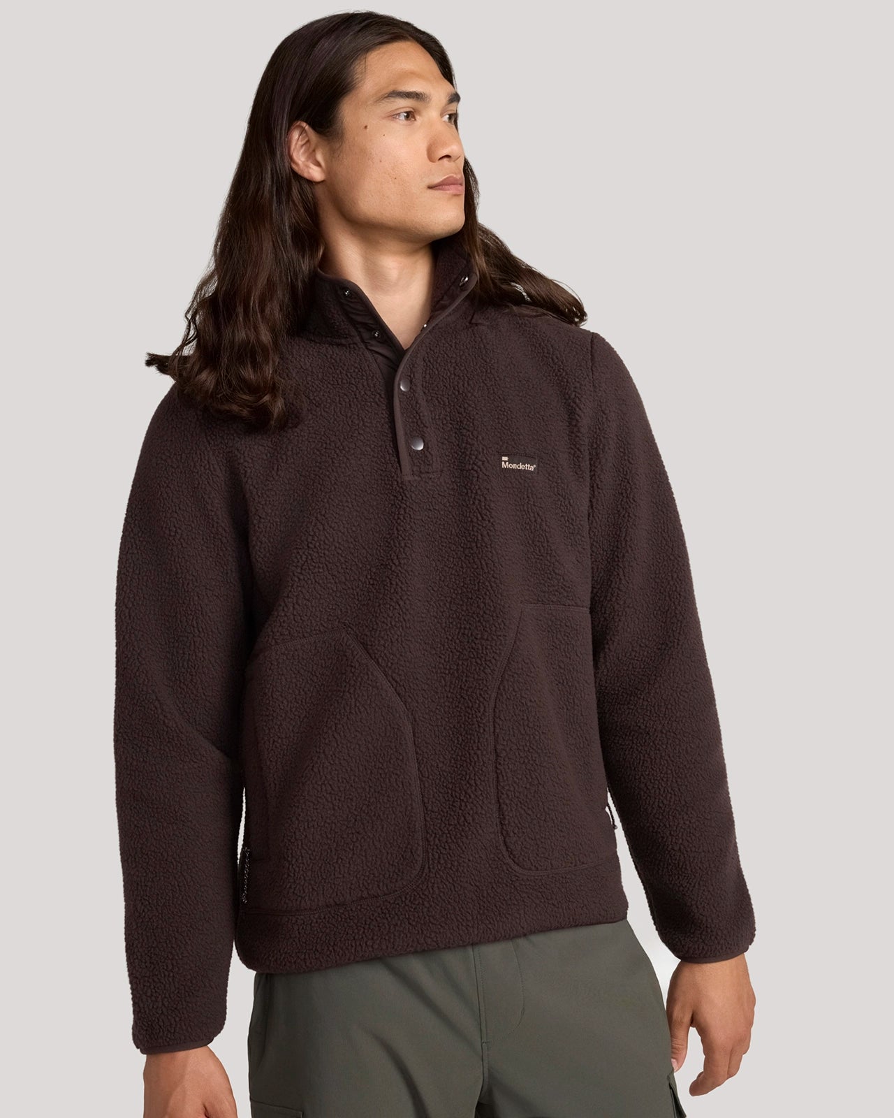 The Soft Luxe Berber Quarter-Snap Pullover - Chocolate Torte