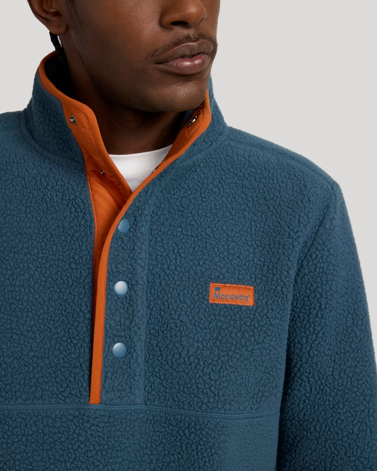 The Soft Luxe Berber Quarter-Snap Pullover - Orion Blue/Bombay Brown