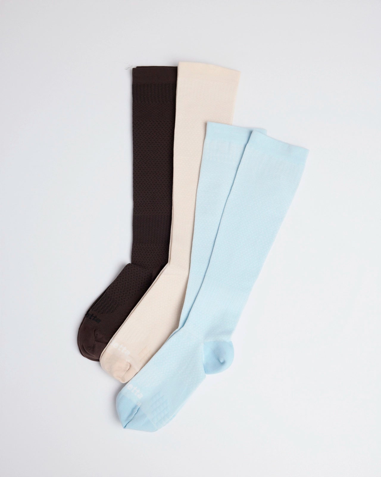 The Active GRS Certified Recycled Nylon Compression Sock 3-Pack - Blue/Cream/Brown