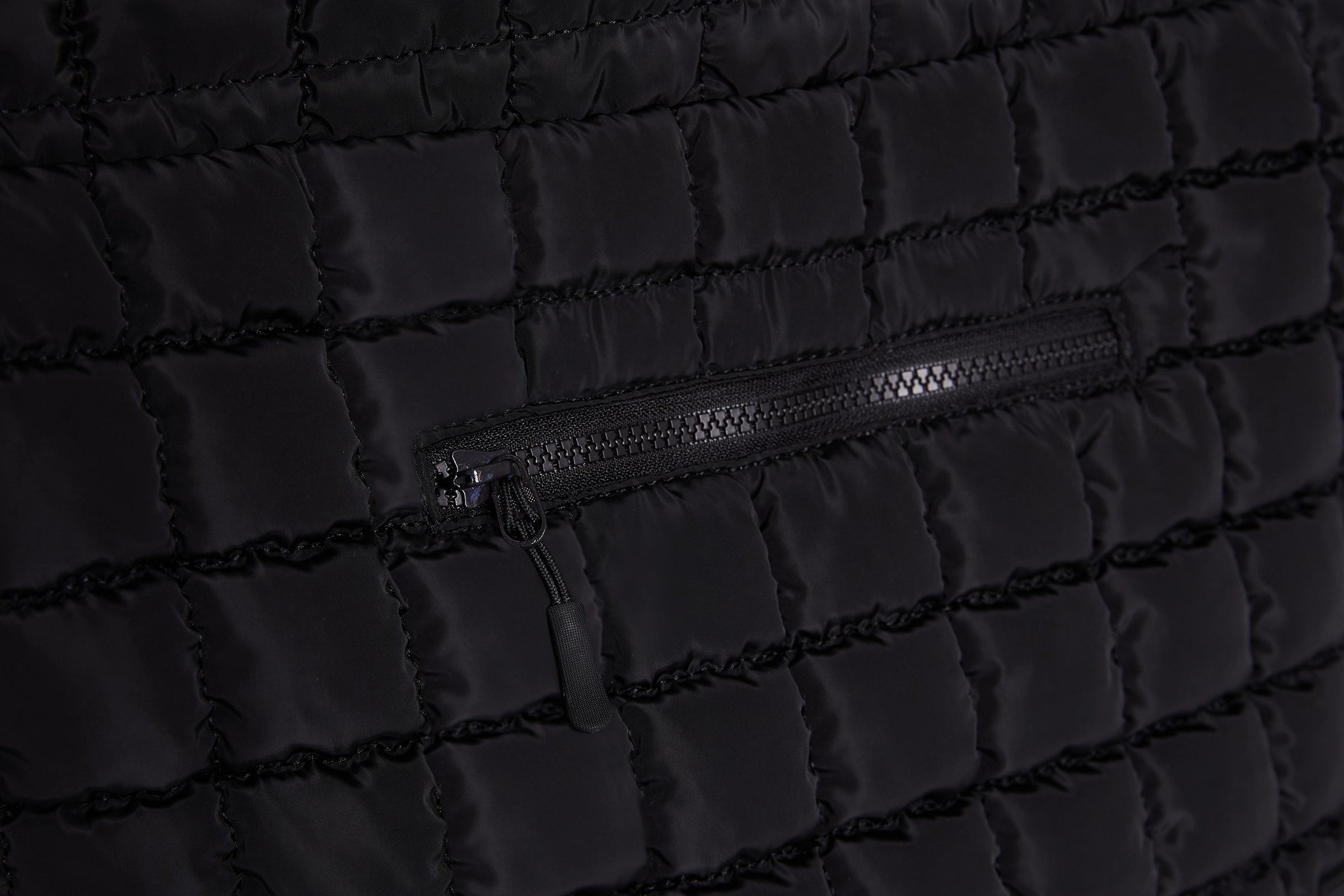 The Quilted Front Zip Tote Bag - Black