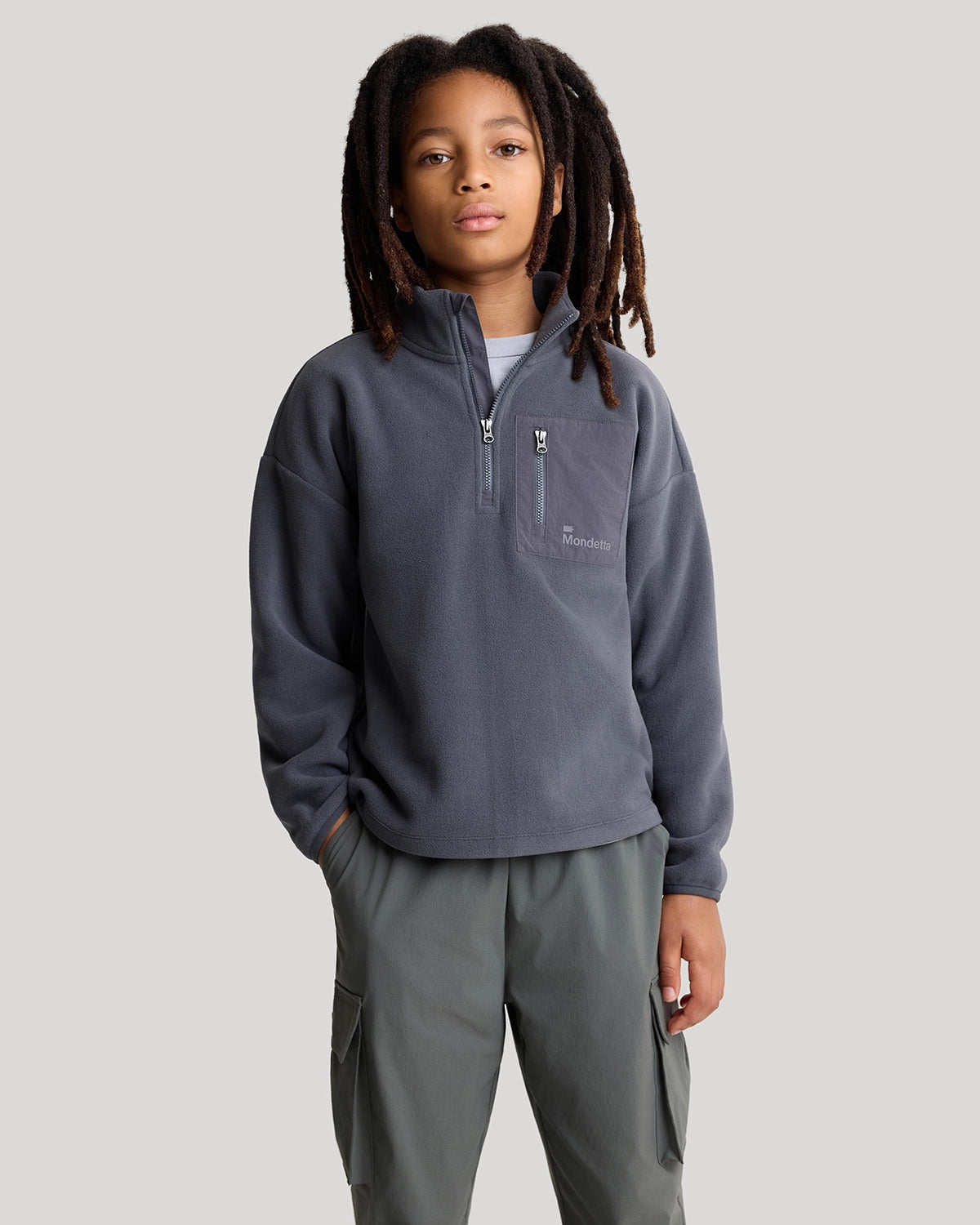 The Soft Luxe Boys’ Smooth Fleece Half Zip Top - Iron Grey