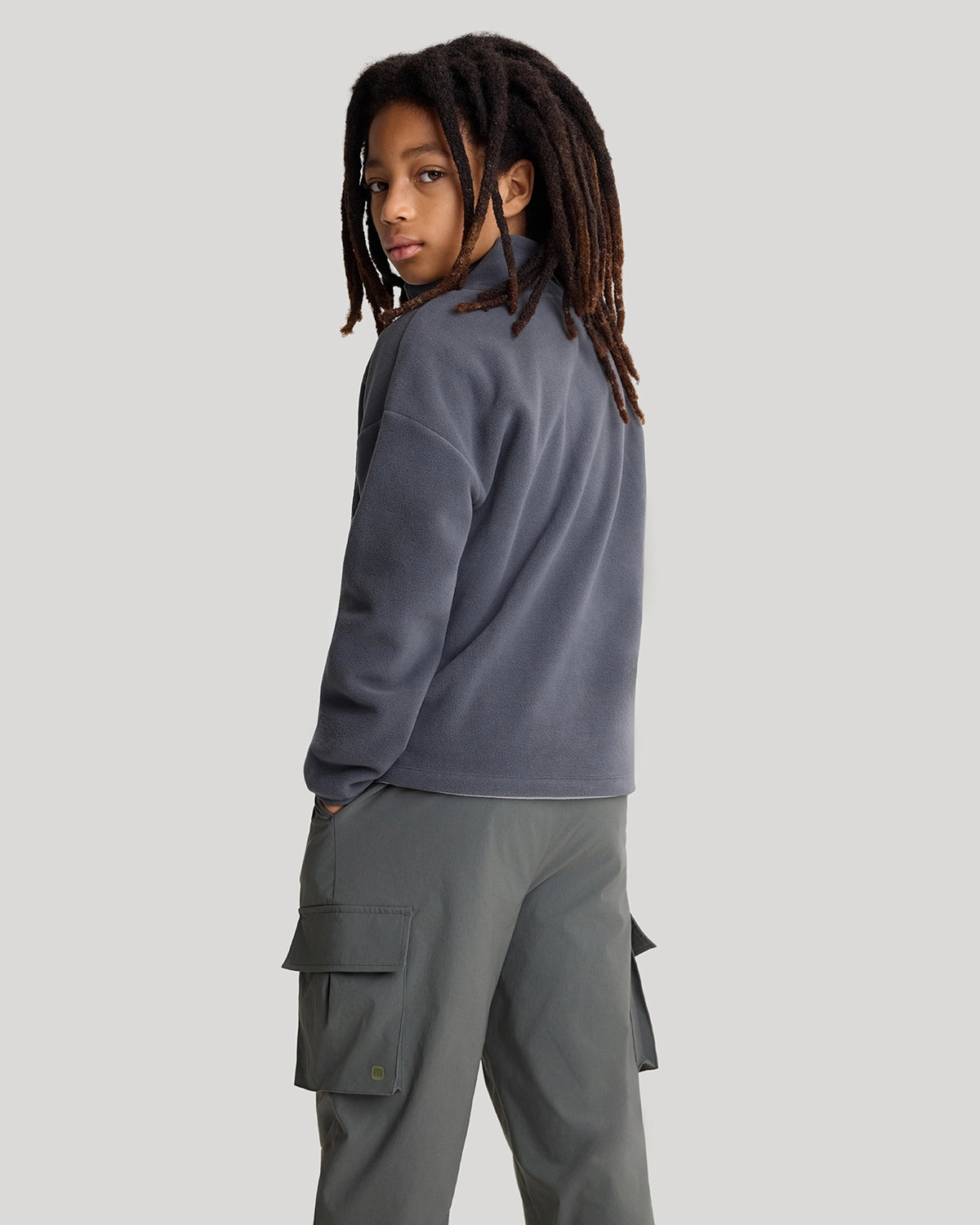 The Soft Luxe Boys’ Smooth Fleece Half Zip Top - Iron Grey