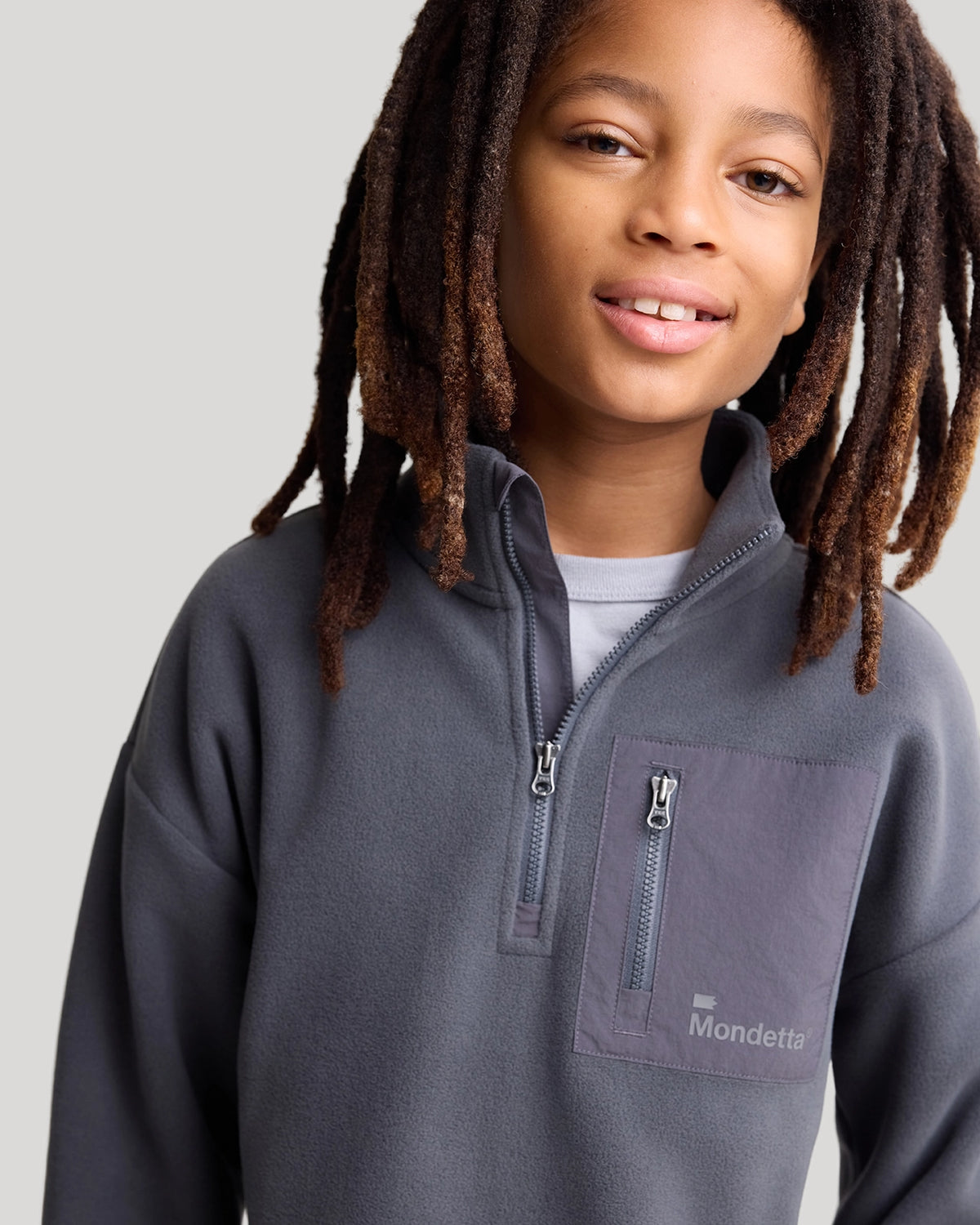 The Soft Luxe Boys’ Smooth Fleece Half Zip Top - Iron Grey