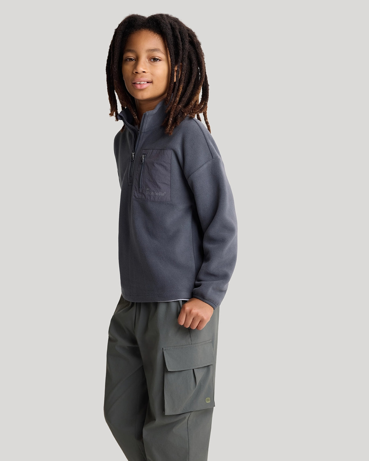 The Soft Luxe Boys’ Smooth Fleece Half Zip Top - Iron Grey