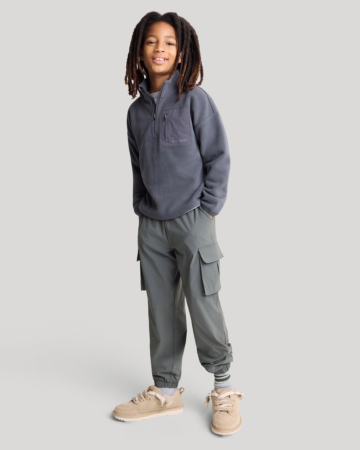 The Soft Luxe Boys’ Smooth Fleece Half Zip Top - Iron Grey