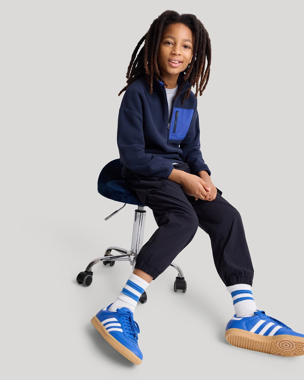 The Soft Luxe Boys’ Smooth Fleece Half Zip Top - Navy