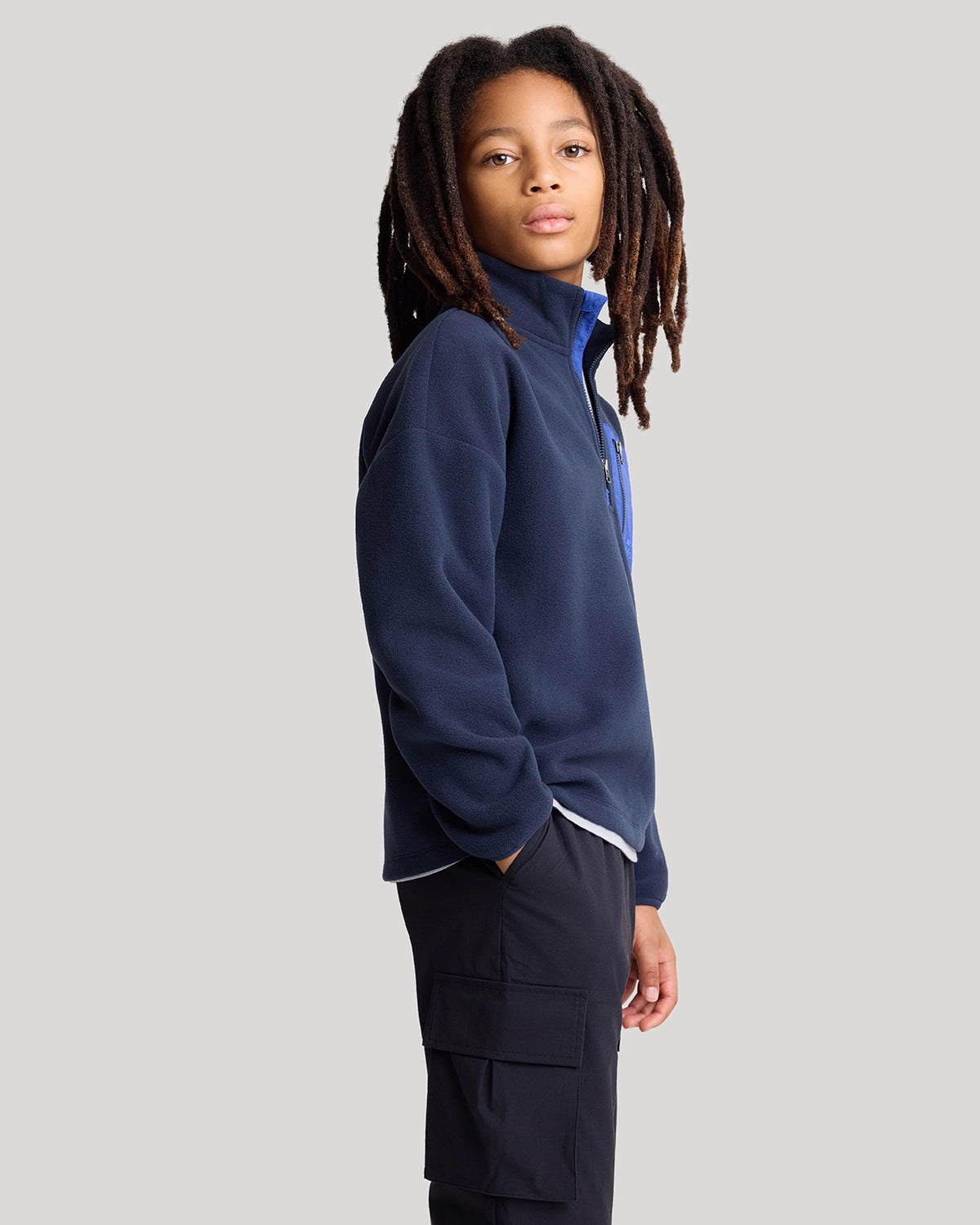 The Soft Luxe Boys’ Smooth Fleece Half Zip Top - Navy