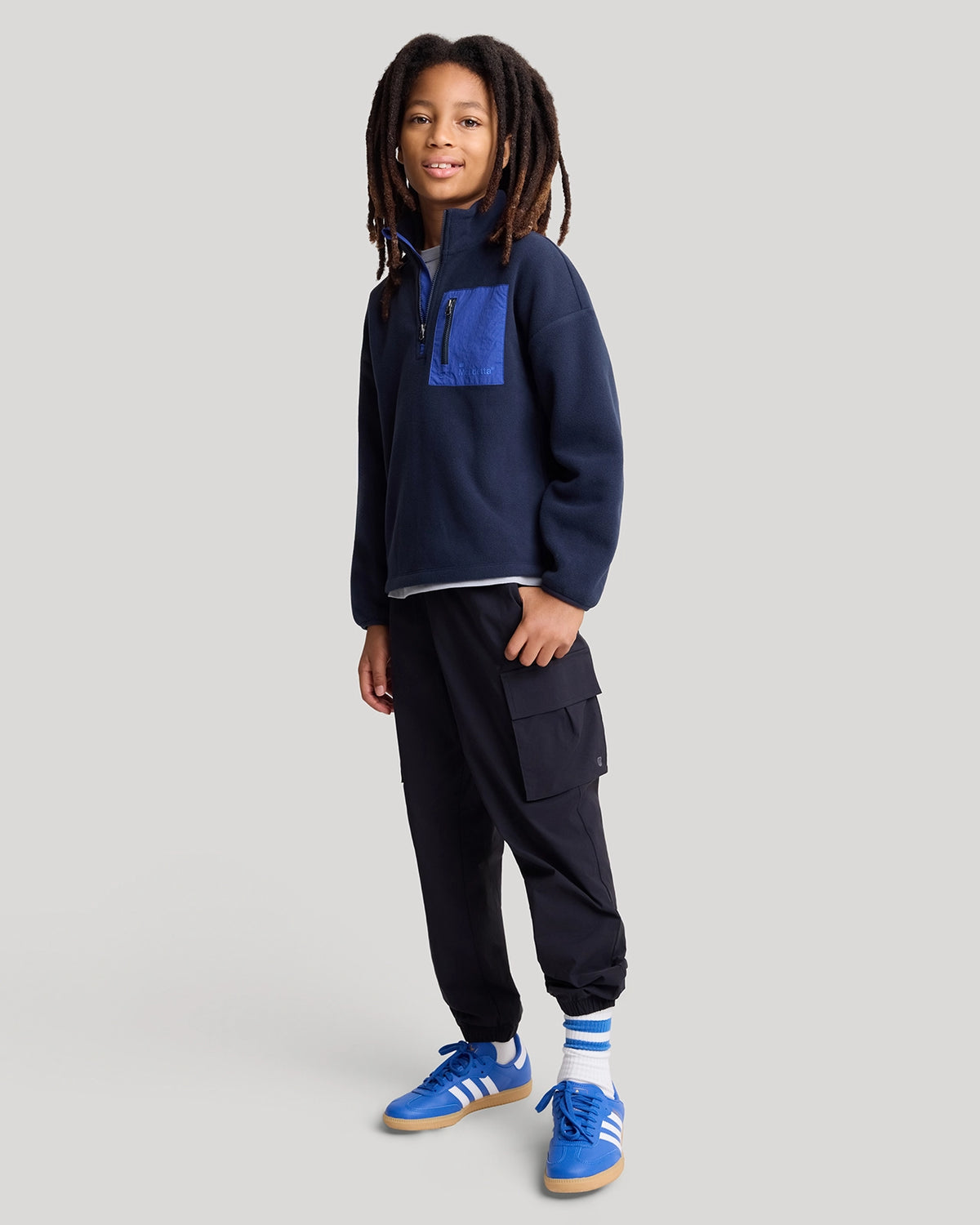 The Soft Luxe Boys’ Smooth Fleece Half Zip Top - Navy