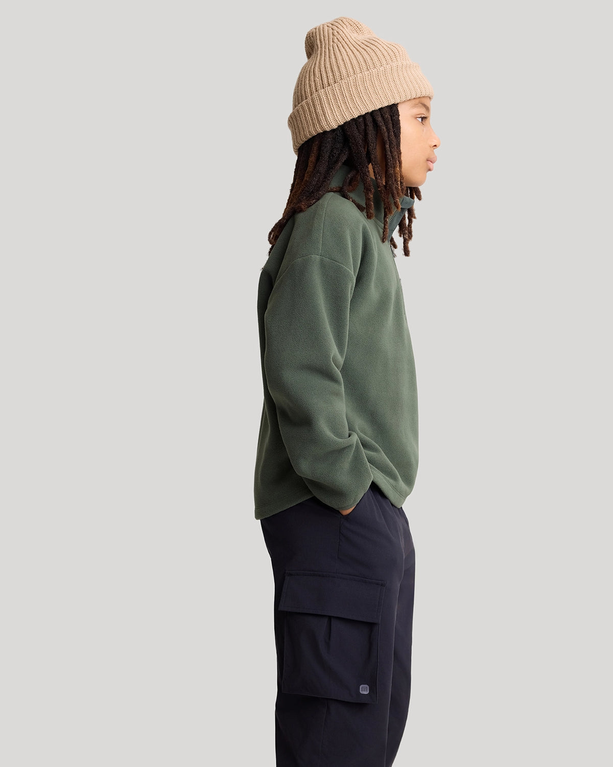 The Soft Luxe Boys’ Smooth Fleece Half Zip Top - Ivy Green