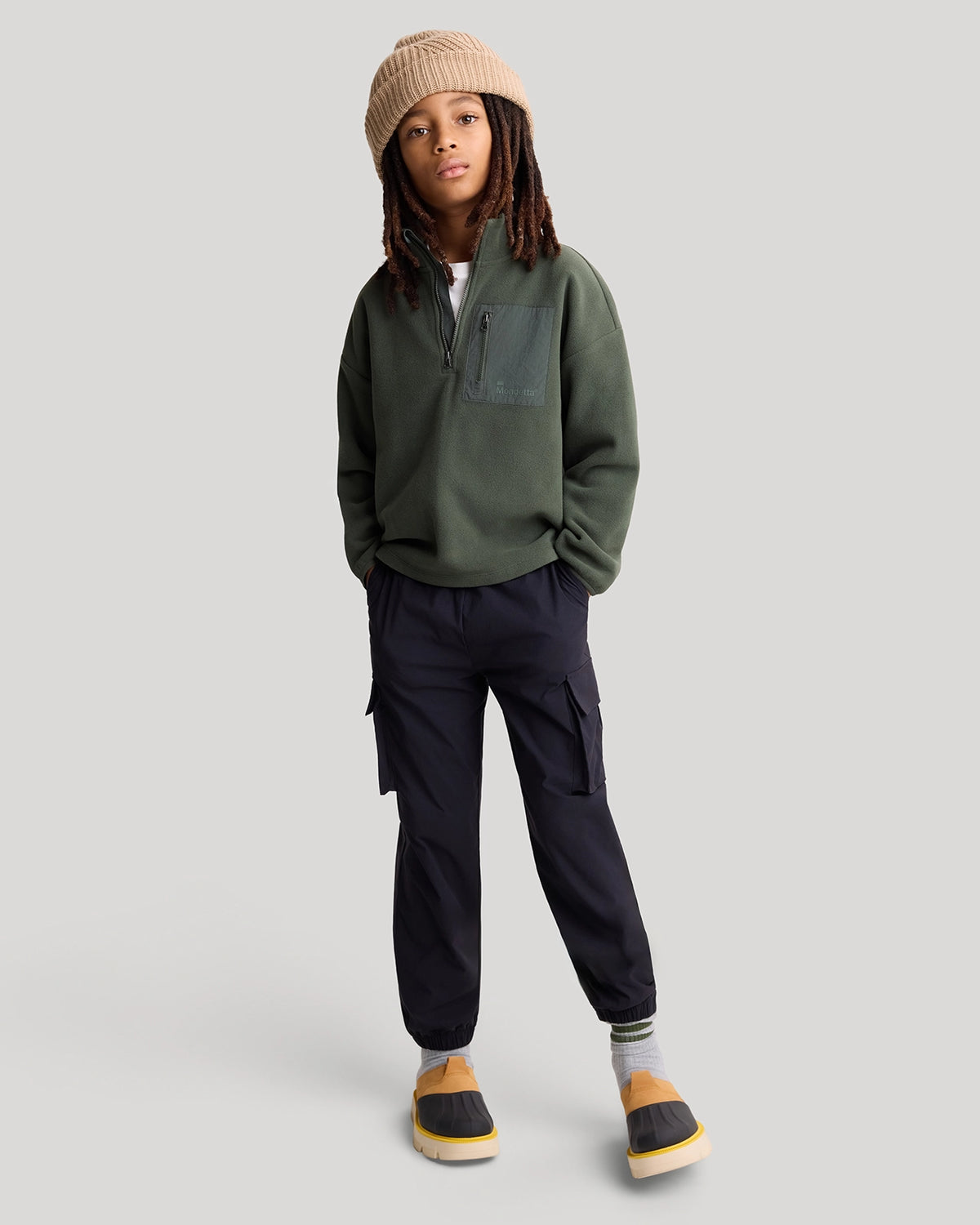 The Soft Luxe Boys’ Smooth Fleece Half Zip Top - Ivy Green