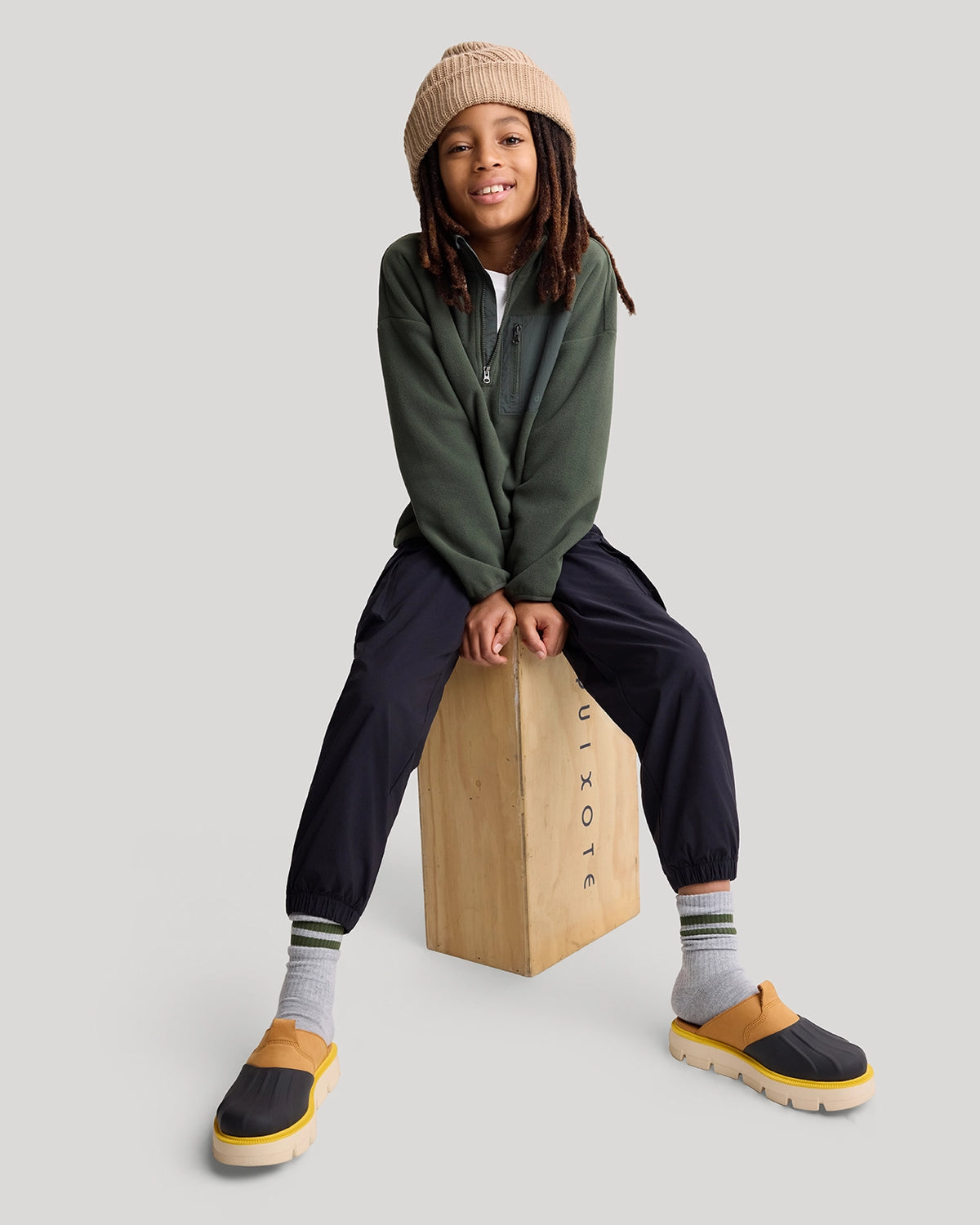 The Soft Luxe Boys’ Smooth Fleece Half Zip Top - Ivy Green