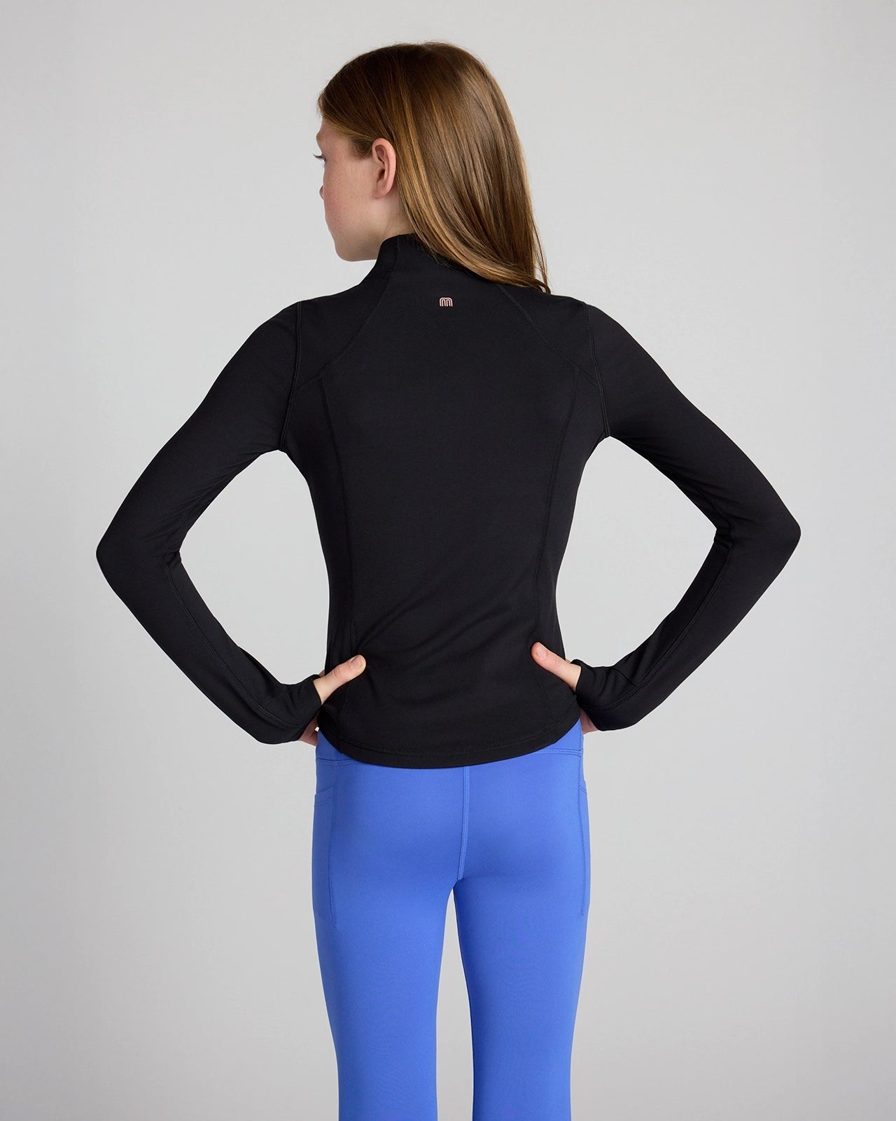 The Girls' Active Stretch GRS Certified Recycled Poly Yoga Jacket - Black