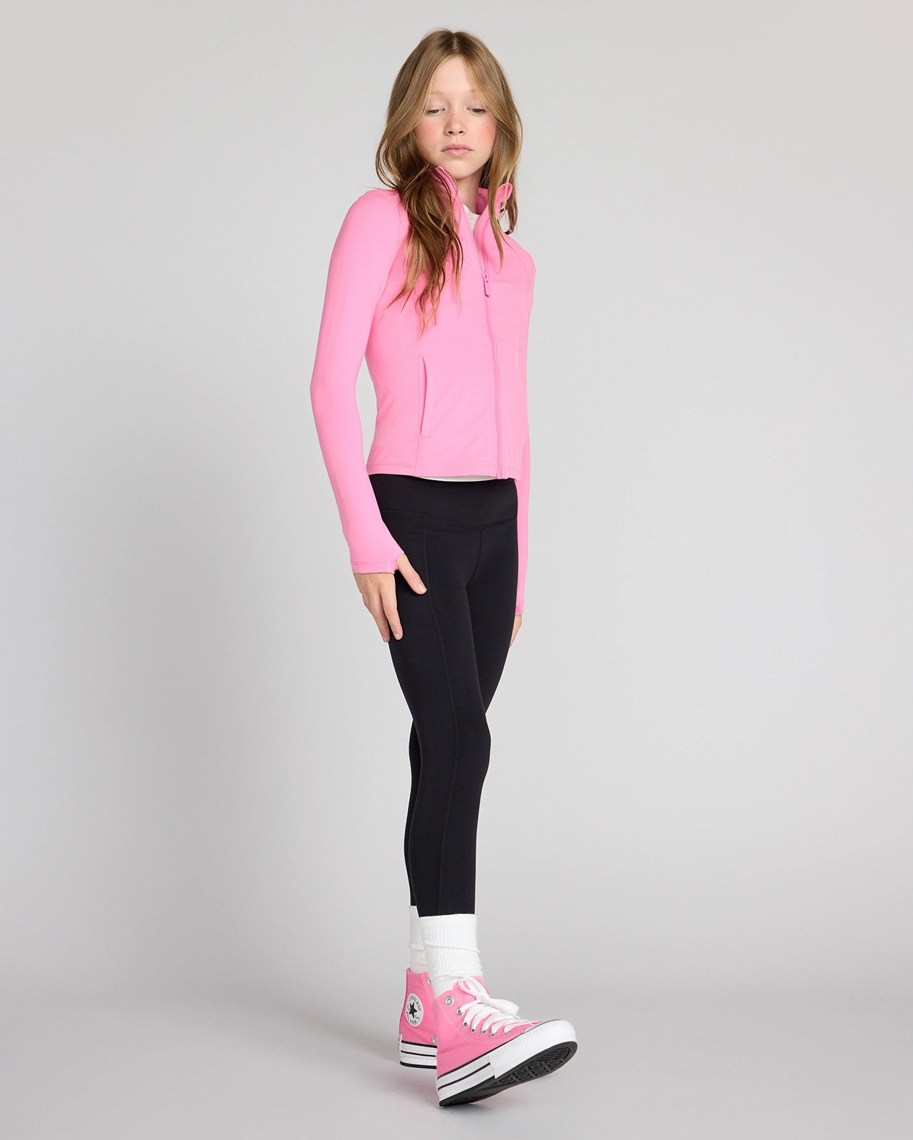 The Girls' Active Stretch GRS Certified Recycled Poly Yoga Jacket - Pastel Lilac