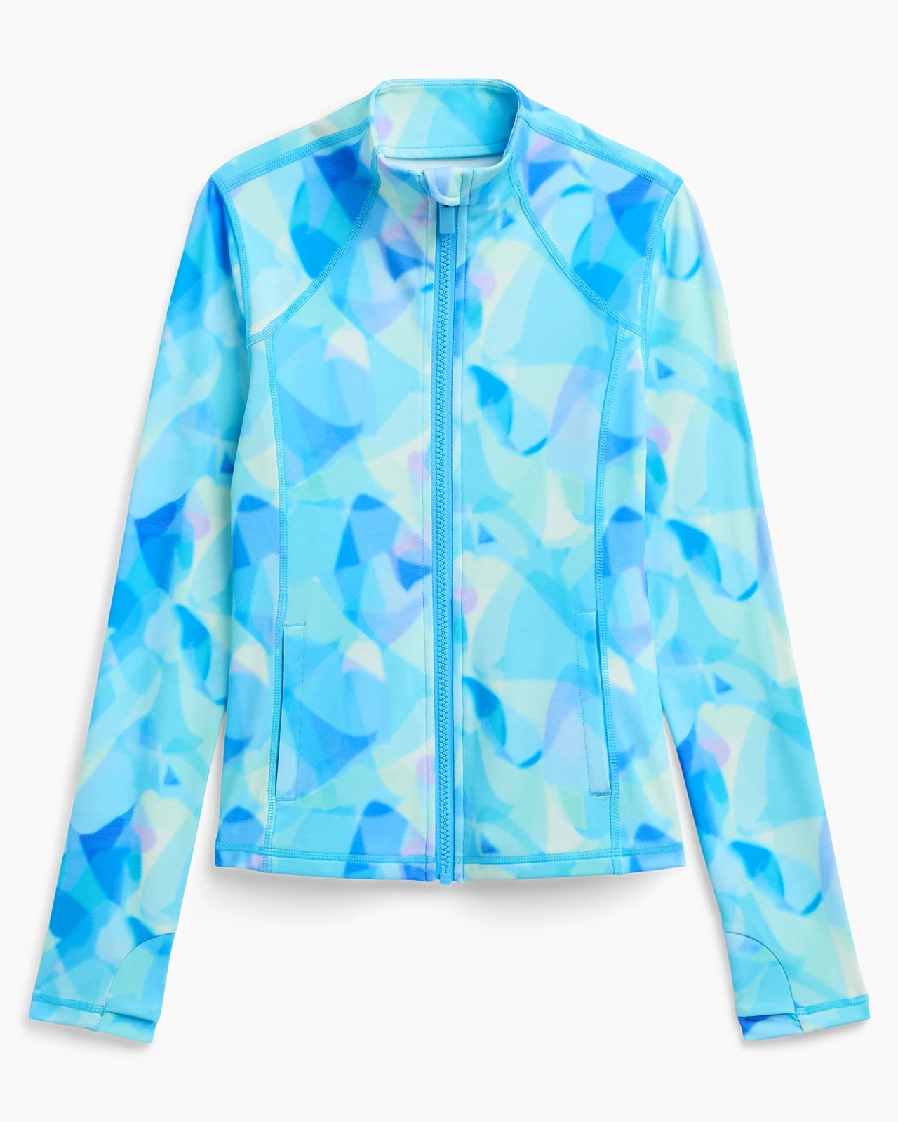 The Girls' Active Stretch GRS Certified Recycled Poly Yoga Jacket - Abstract Blue