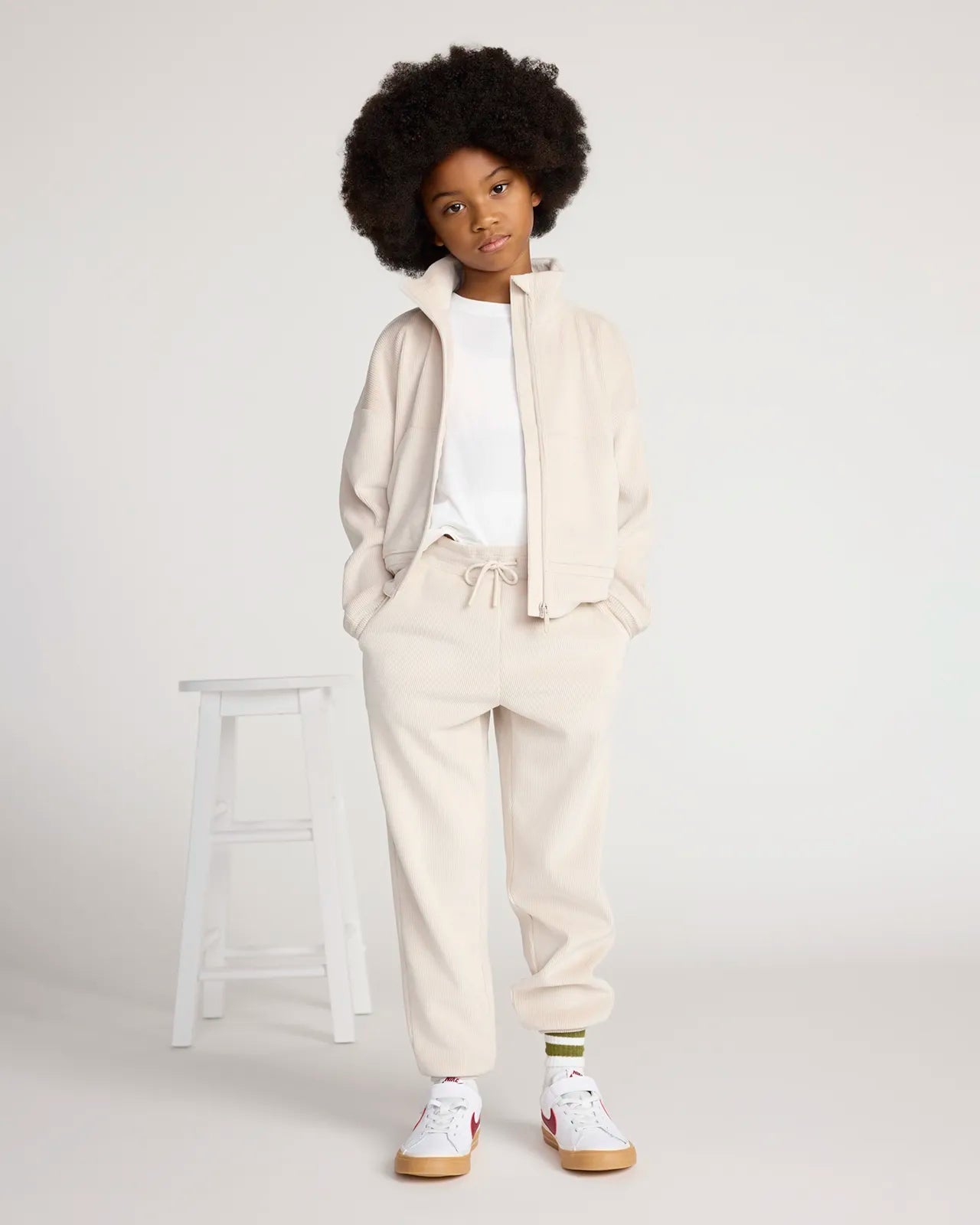 The Girls' Cozy Corduroy GRS Certified Recycled Polyester Jogger - Beige
