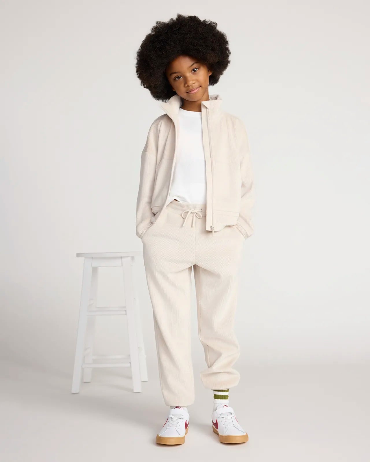 The Girls' Cozy Corduroy GRS Certified Recycled Polyester Jacket - Beige