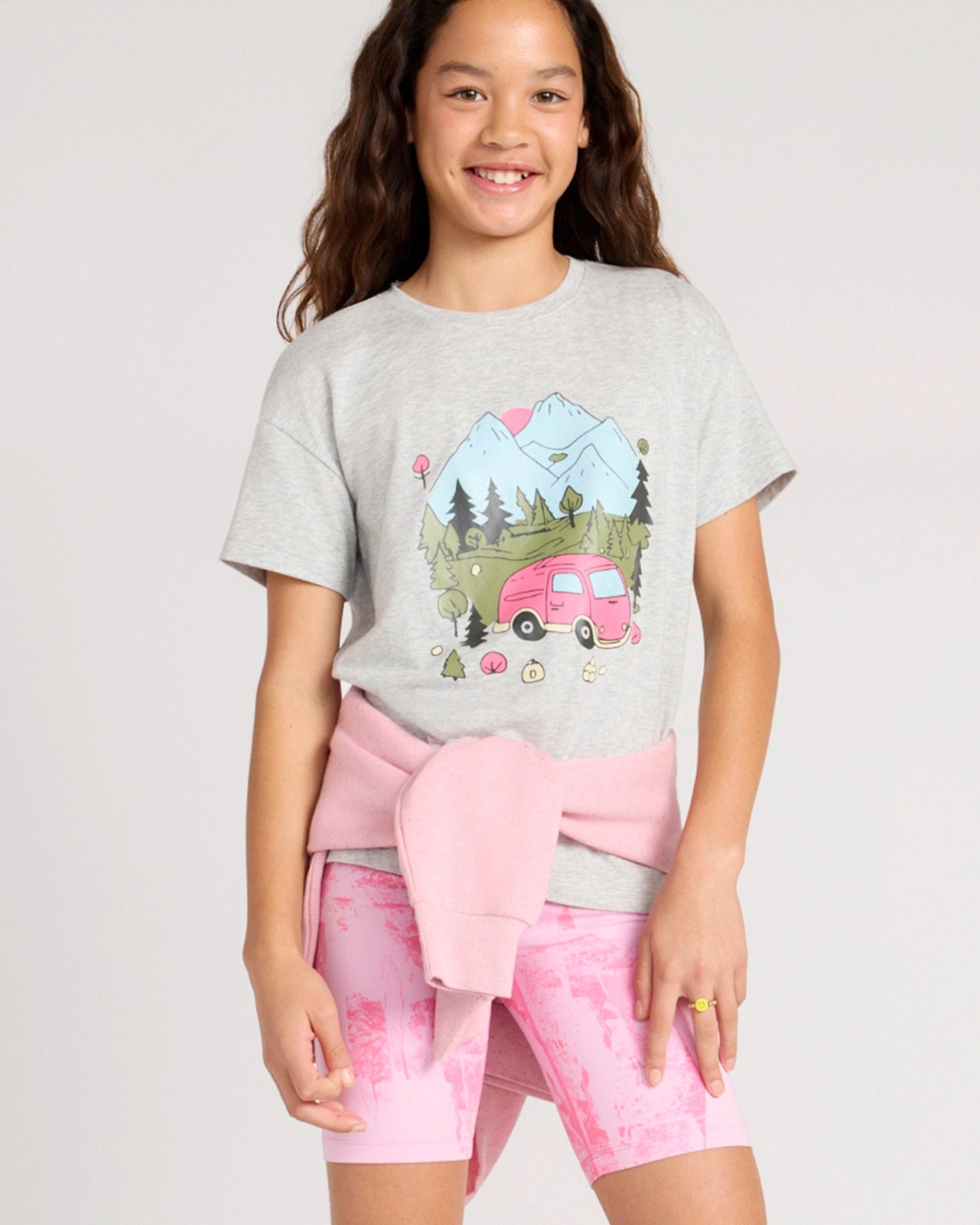 The Active Organic Cotton + TENCEL™ Modal Graphic Tee - Heather Grey