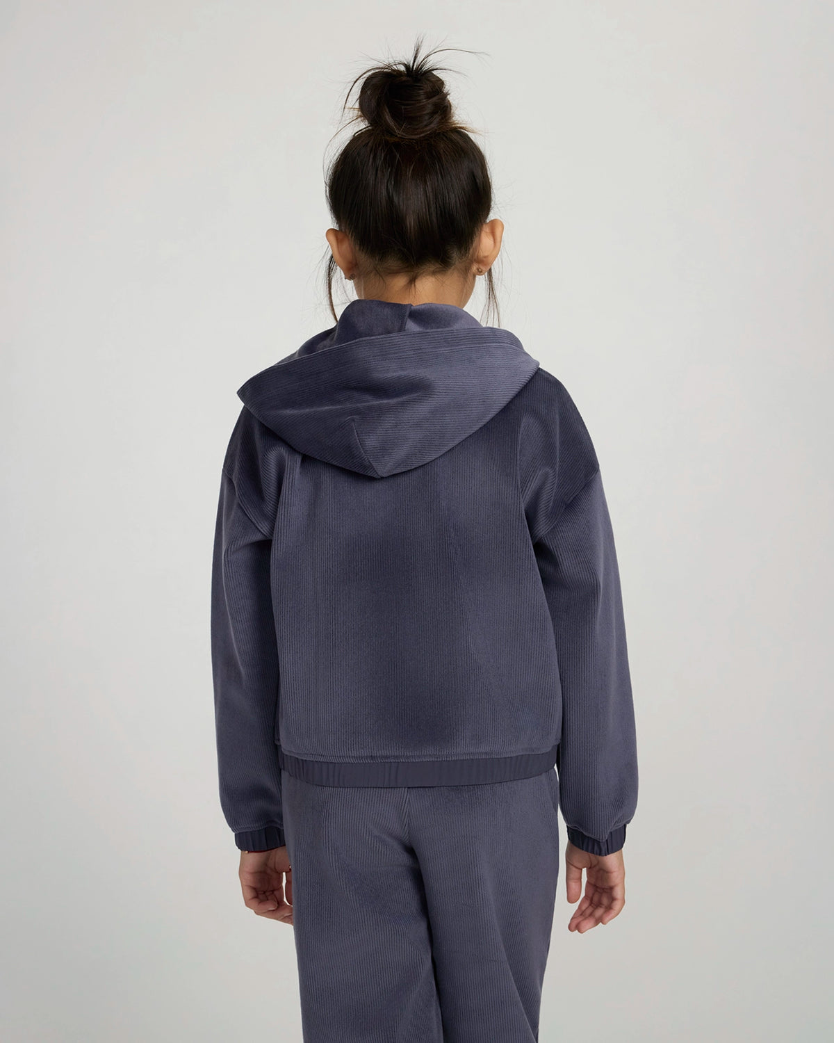 The Soft Luxe Girls’ Cozy Corduroy Full Zip Hoodie - Deep Purple