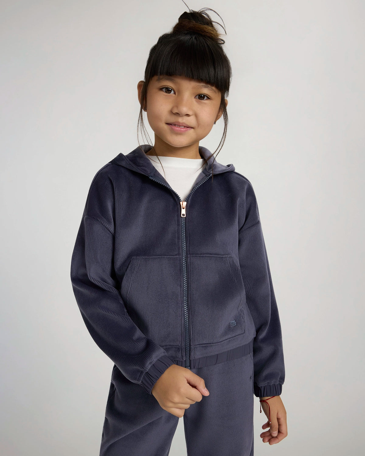 The Soft Luxe Girls’ Cozy Corduroy Full Zip Hoodie - Deep Purple