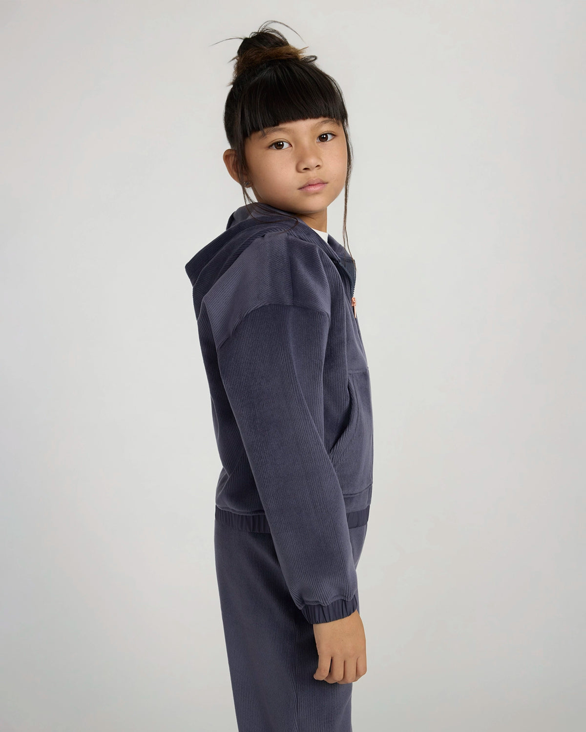 The Soft Luxe Girls’ Cozy Corduroy Full Zip Hoodie - Deep Purple