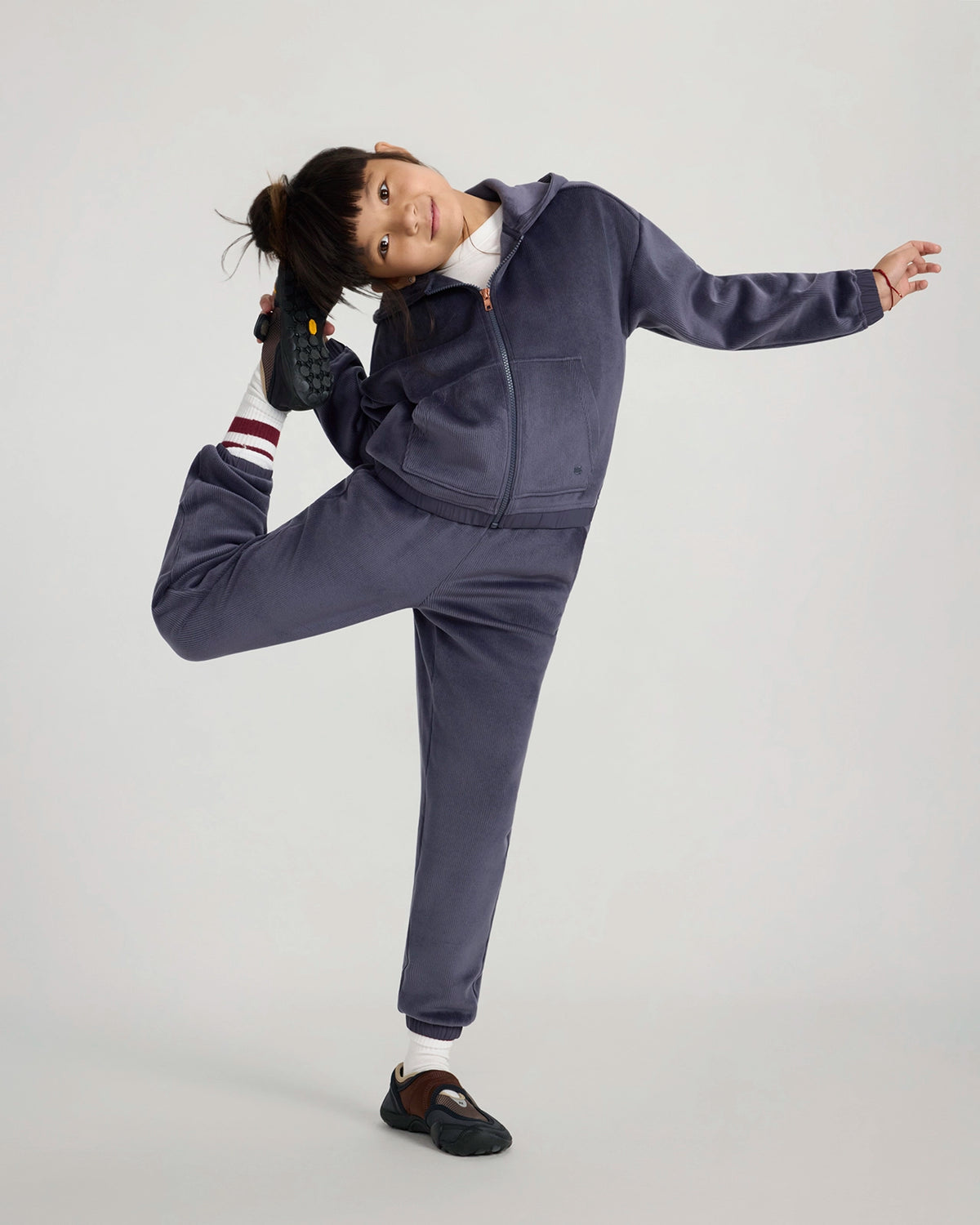 The Soft Luxe Girls’ Cozy Corduroy Full Zip Hoodie - Deep Purple
