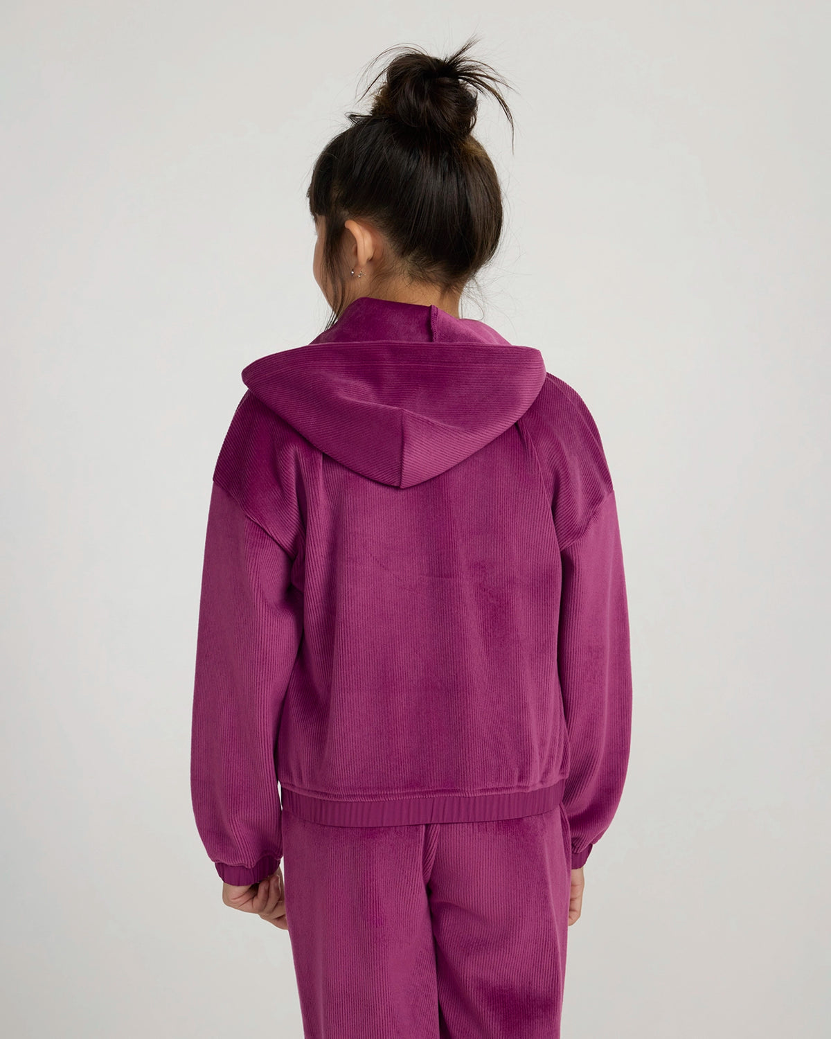 The Soft Luxe Girls’ Cozy Corduroy Full Zip Hoodie - Deep Pink